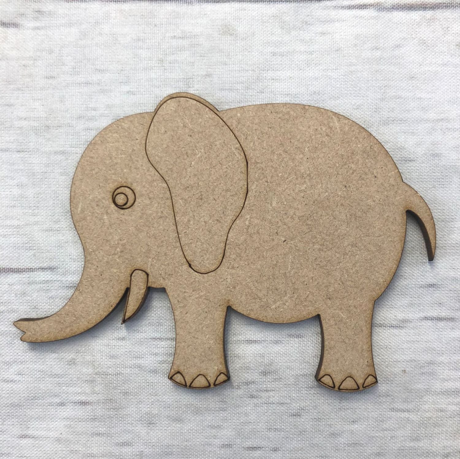 Elephant 2 - engraved Wooden Craft Shape