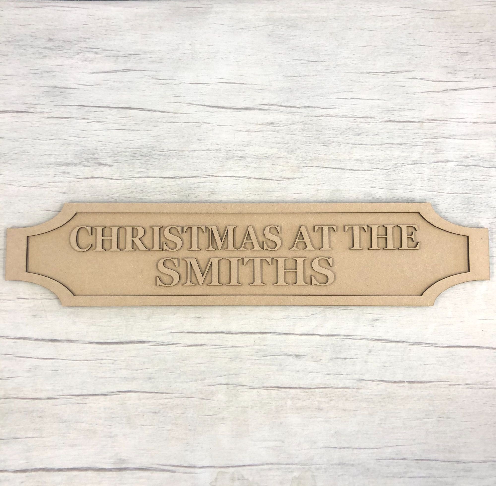 Christmas railway road sign plaque - customised Wooden Craft Shape