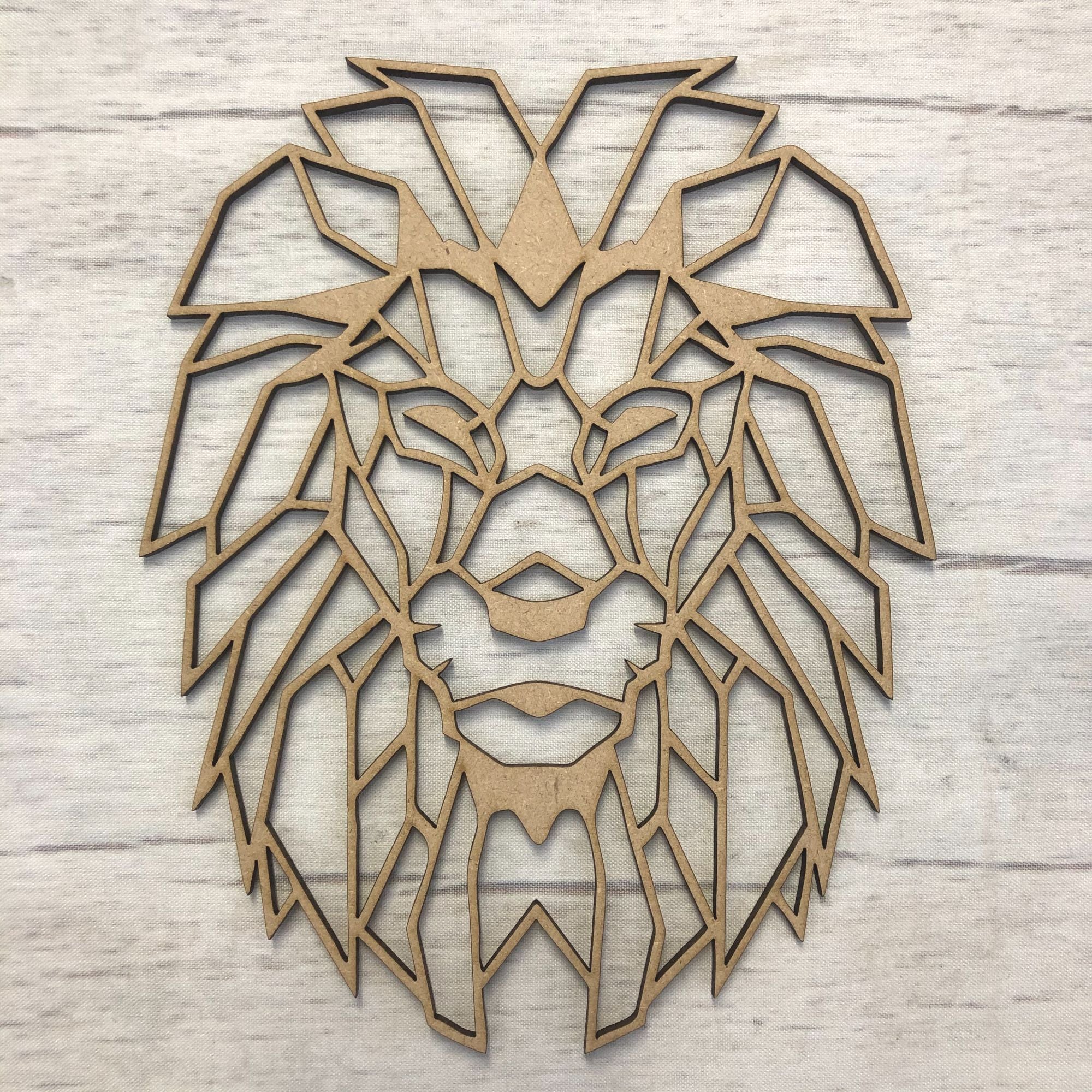 Geometric Lion Wooden Craft Shape
