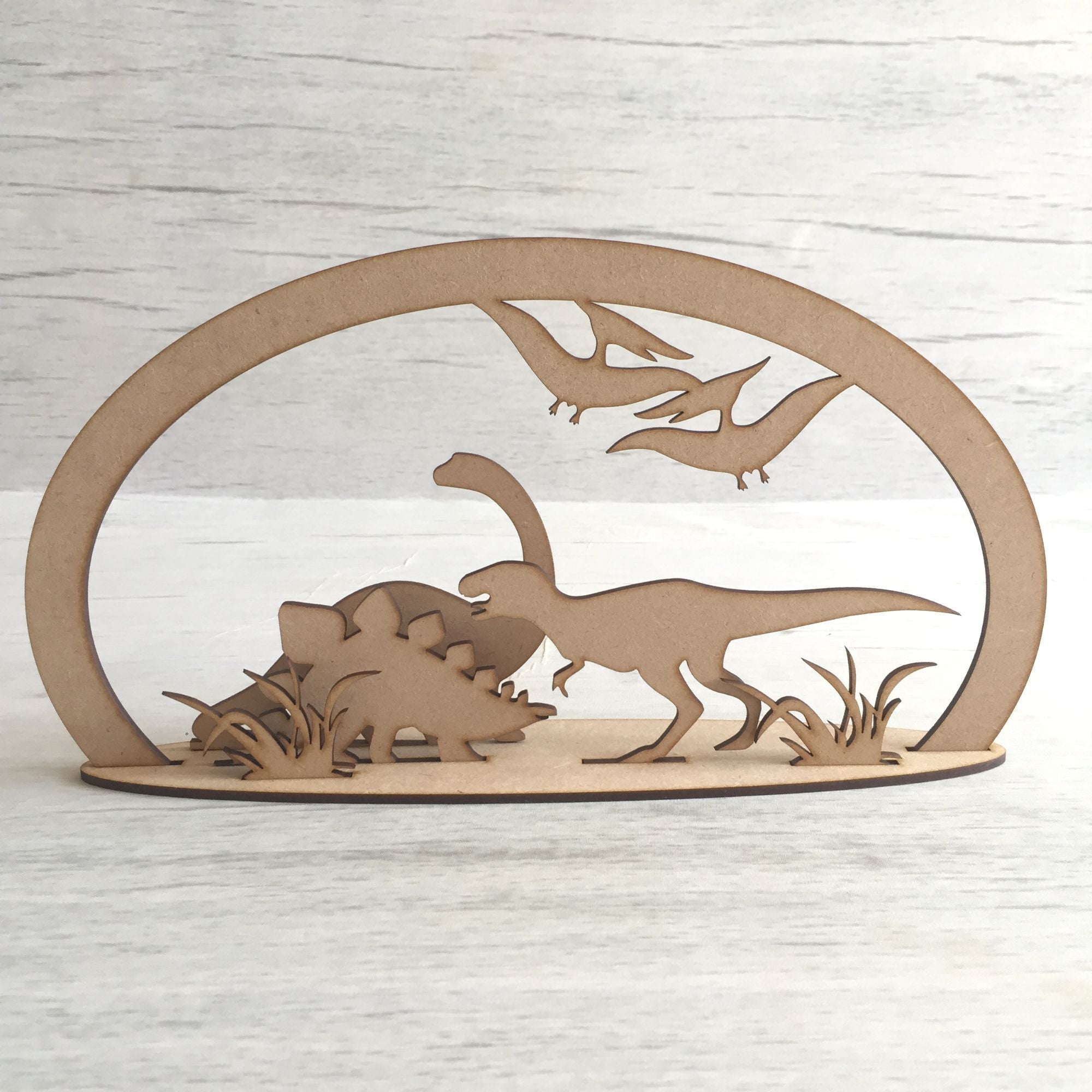 Dinosaur valley scene - freestanding Wooden Craft Shape