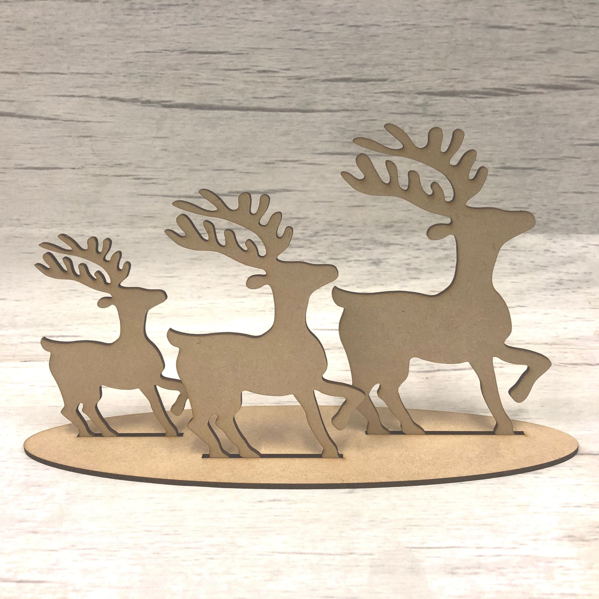 Christmas reindeer - freestanding set of three Wooden Craft Shape
