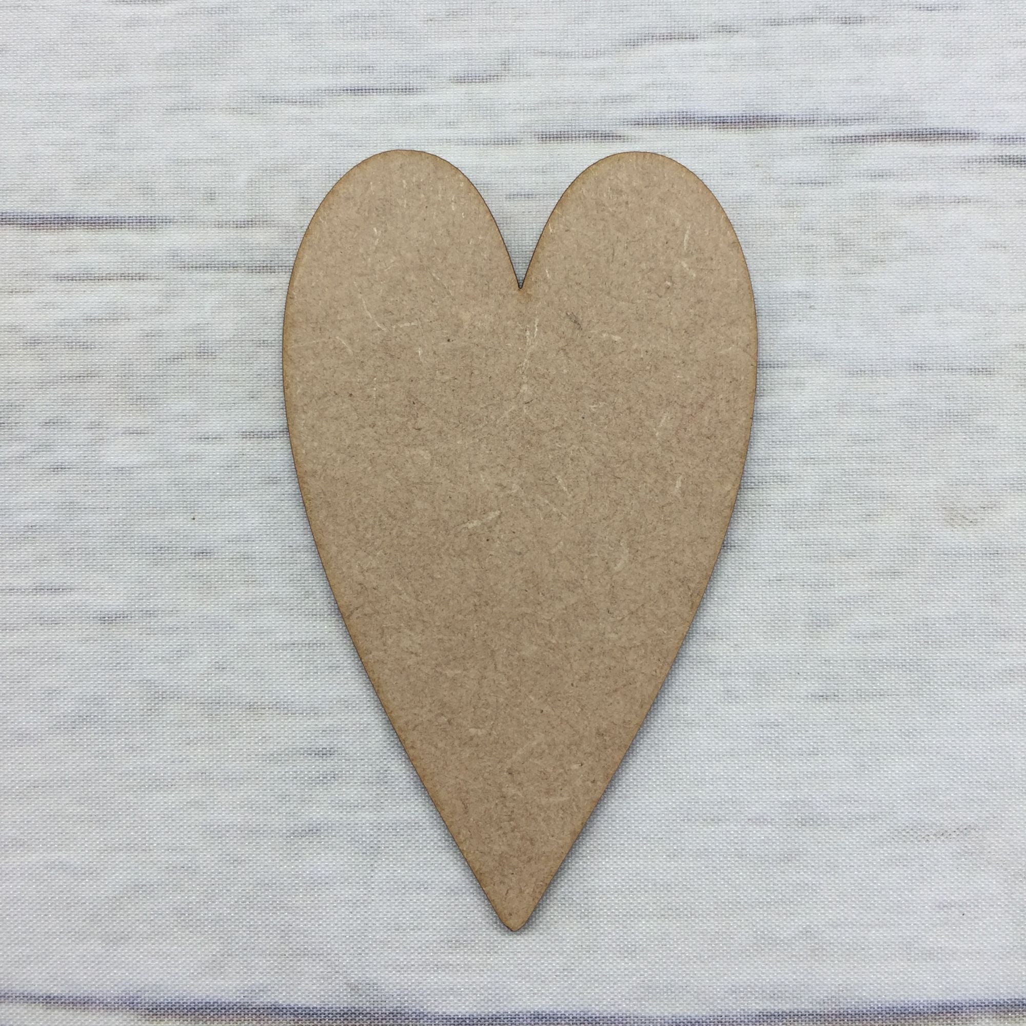 Heart 3 - Narrow Heart Wooden Craft Shape