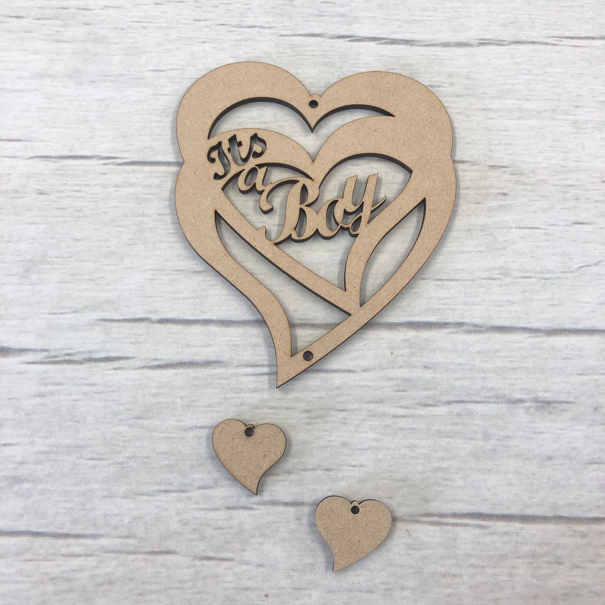 Hanging heart - 'It's a boy' Wooden Craft Shape