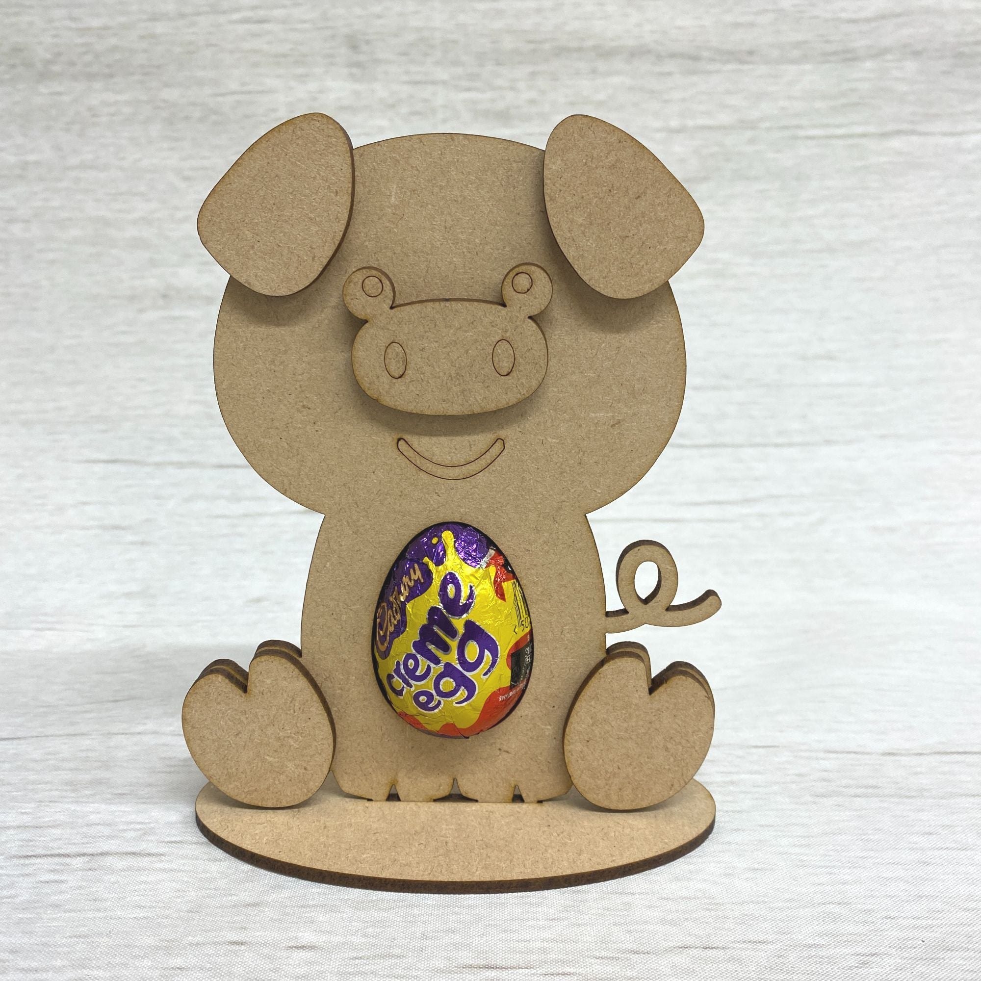 Egg Holder on Stand (Pig) Wooden Craft Shape