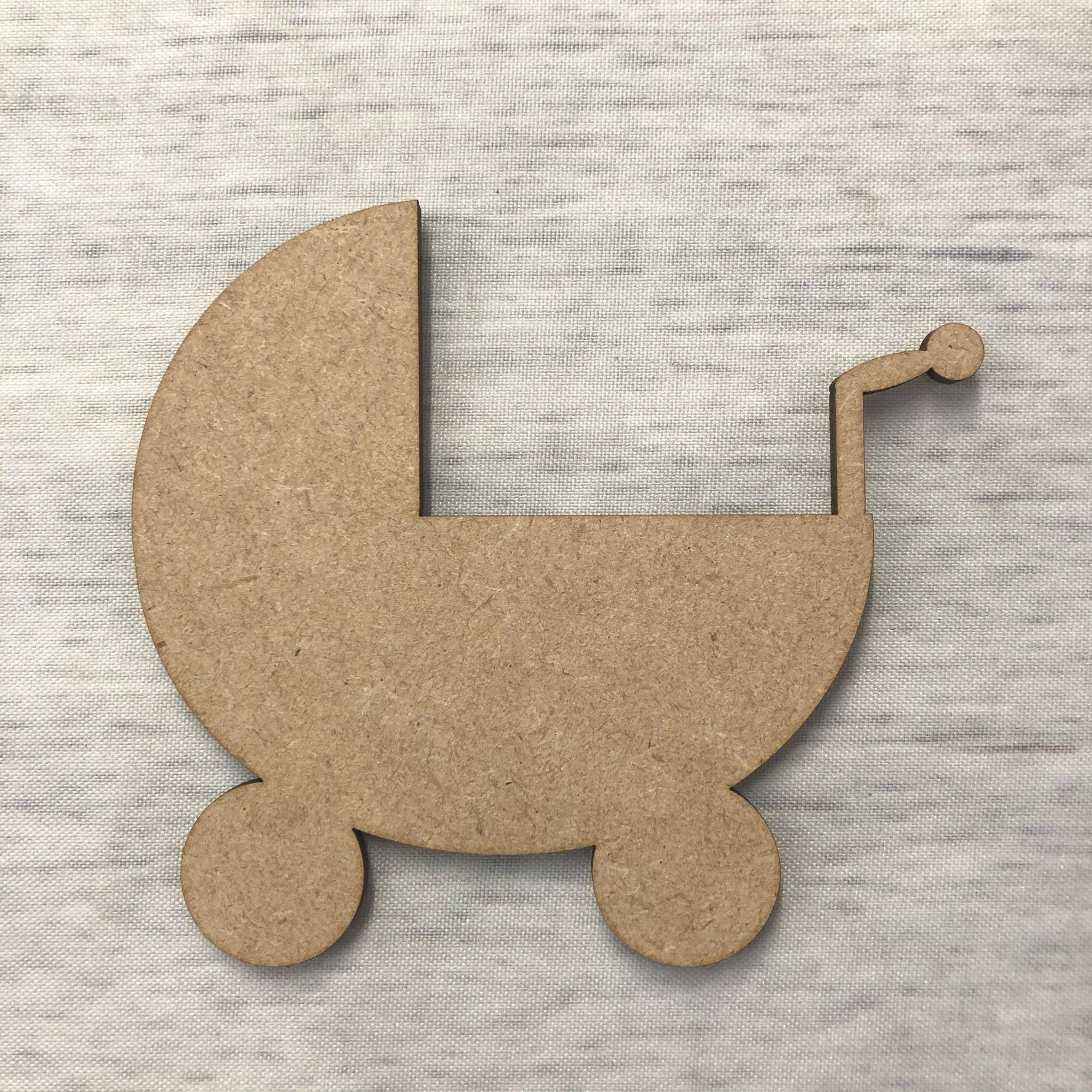 Baby's Pram Wooden Craft Shape