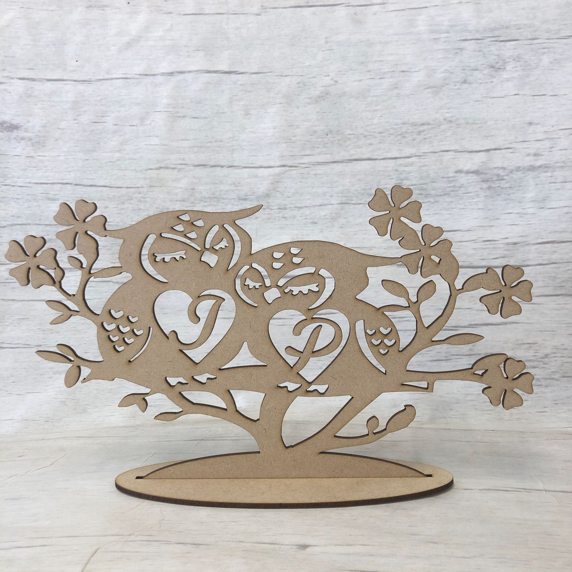 Wedding Valentines Owl table decoration  - Personalised Wooden Craft Shape