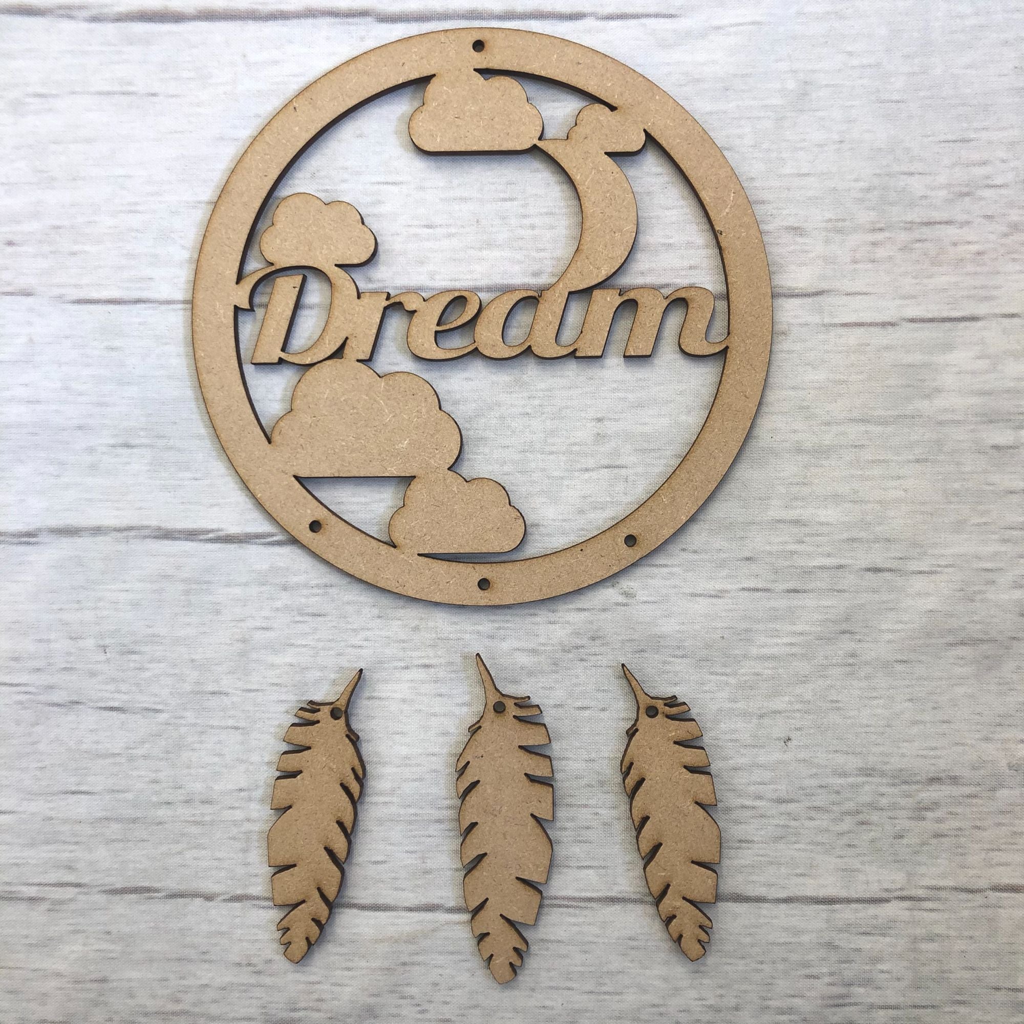 Dream' dream catcher Wooden Craft Shape