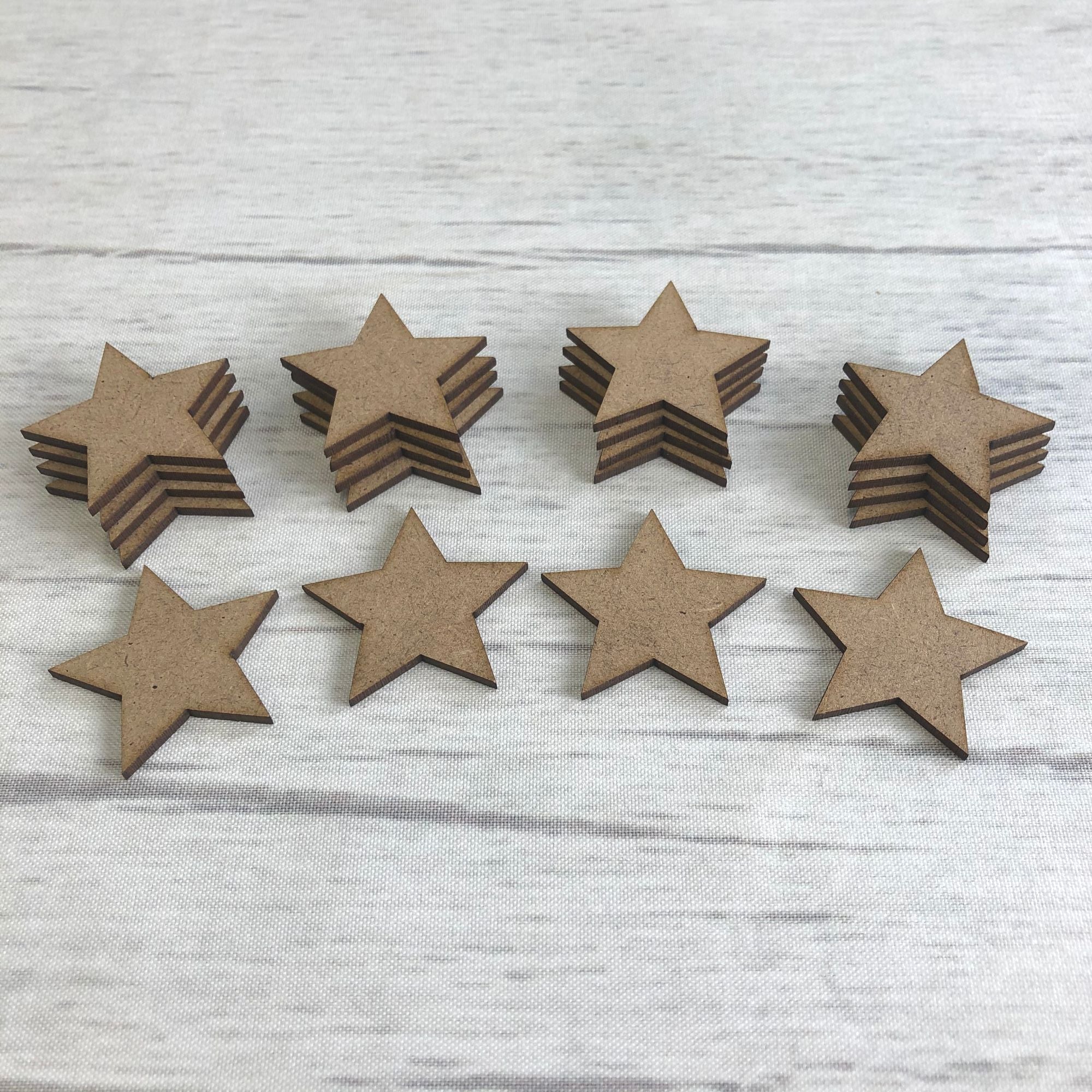 Embellishments set of 20 stars 3.5cm Wooden Craft Shape