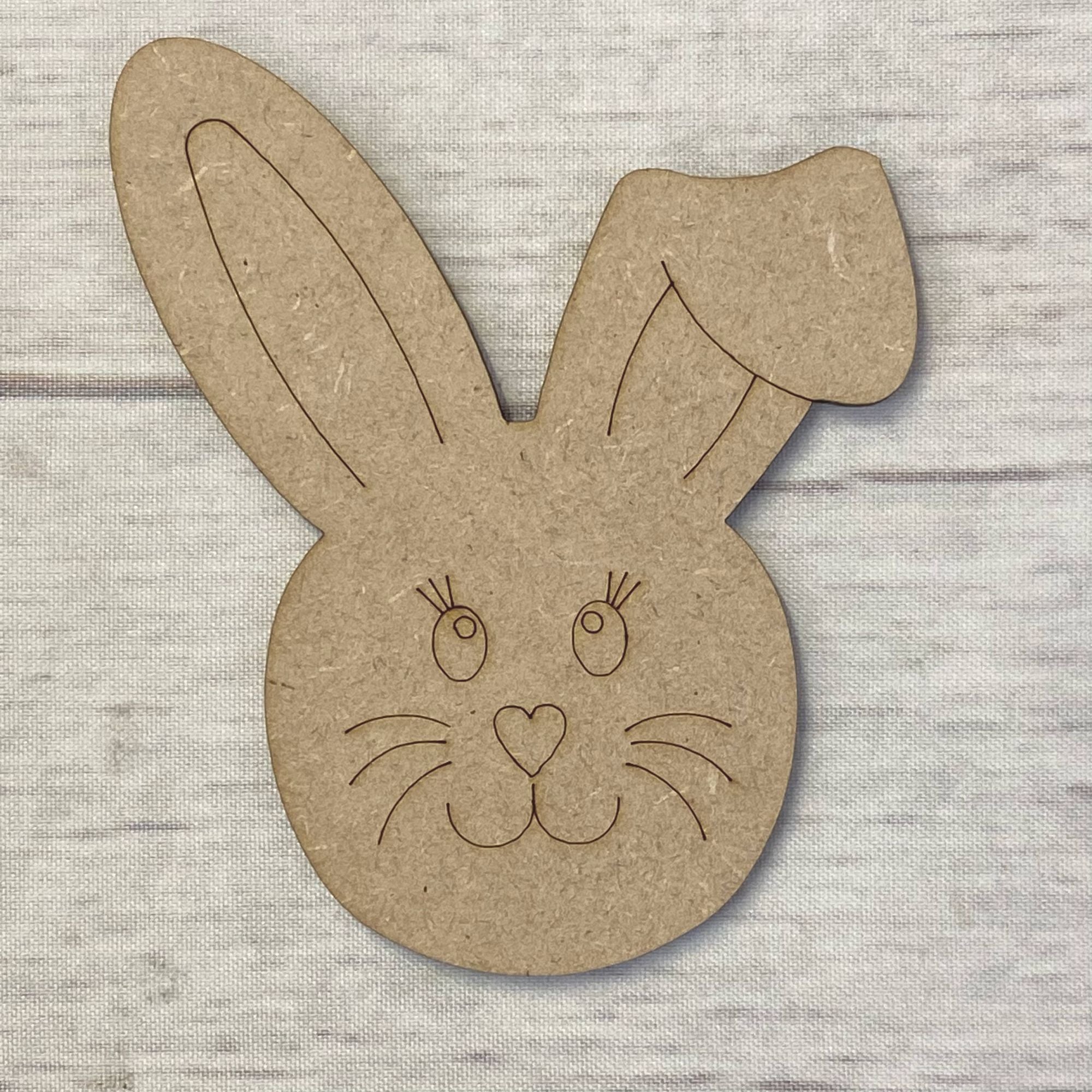 Rabbit 6 - engraved (Face) Wooden Craft Shape