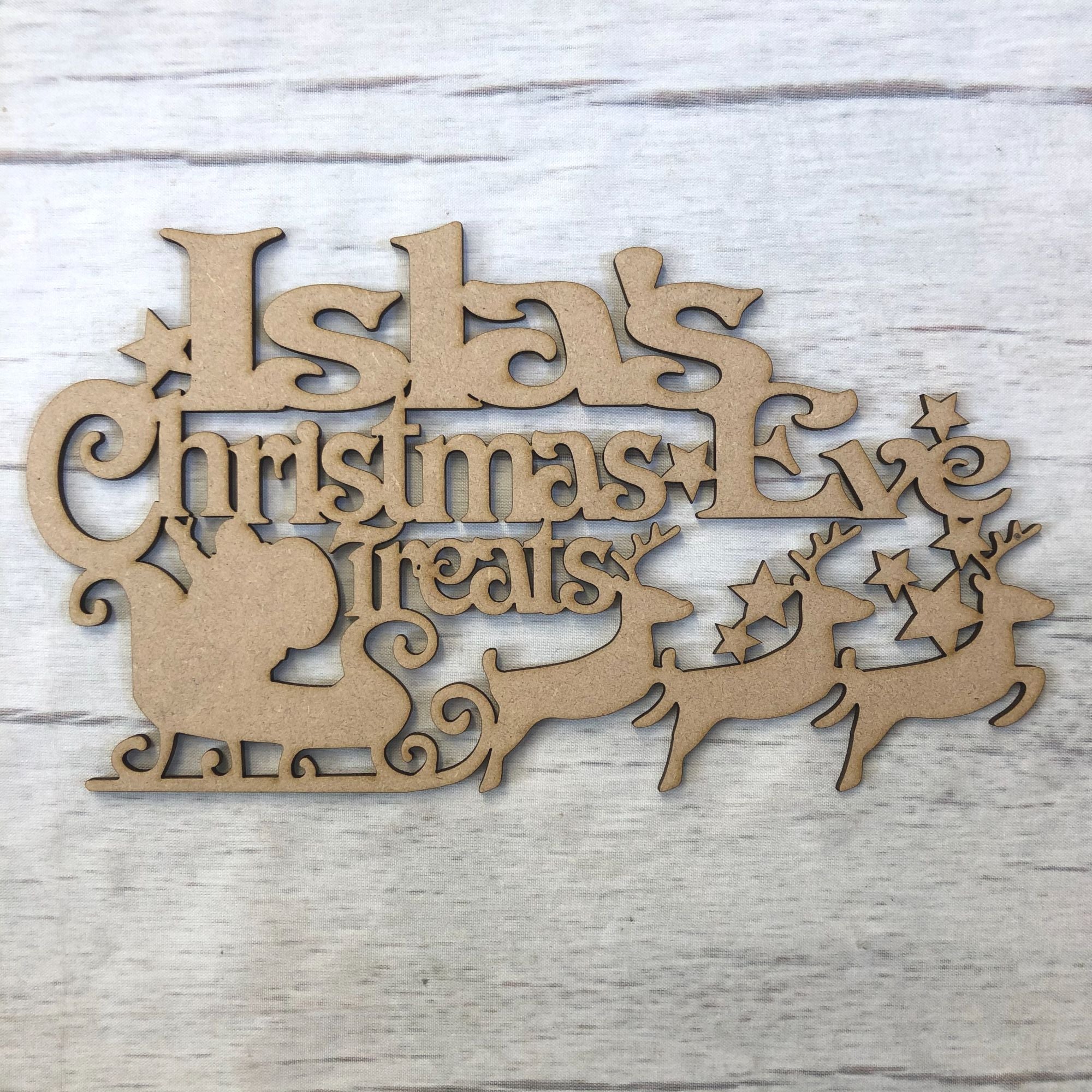 Christmas eve treats box topper - Santa design - customised Wooden Craft Shape