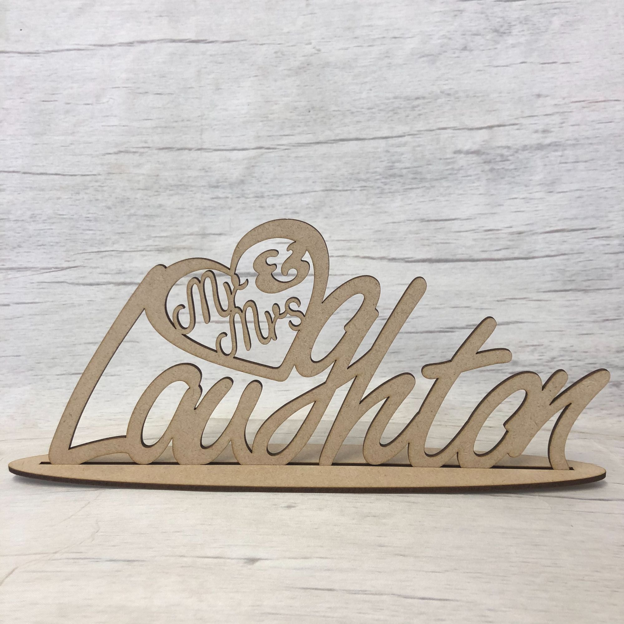 Mr & Mrs Freestanding Two Part Plaque Wooden Craft Shape
