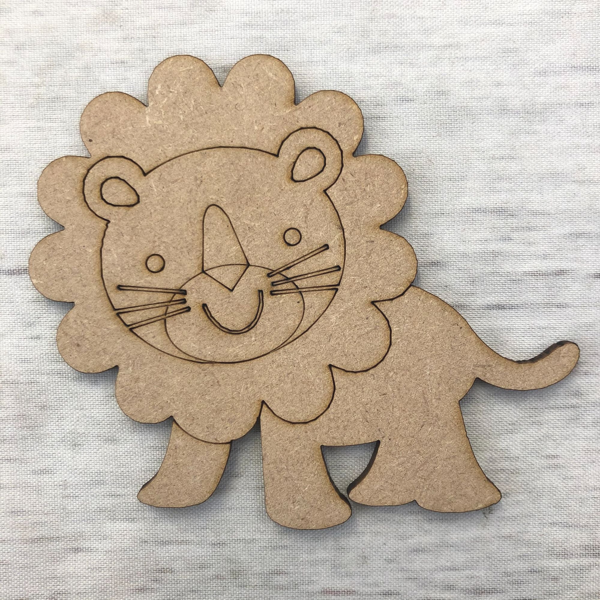 Lion - engraved Wooden Craft Shape