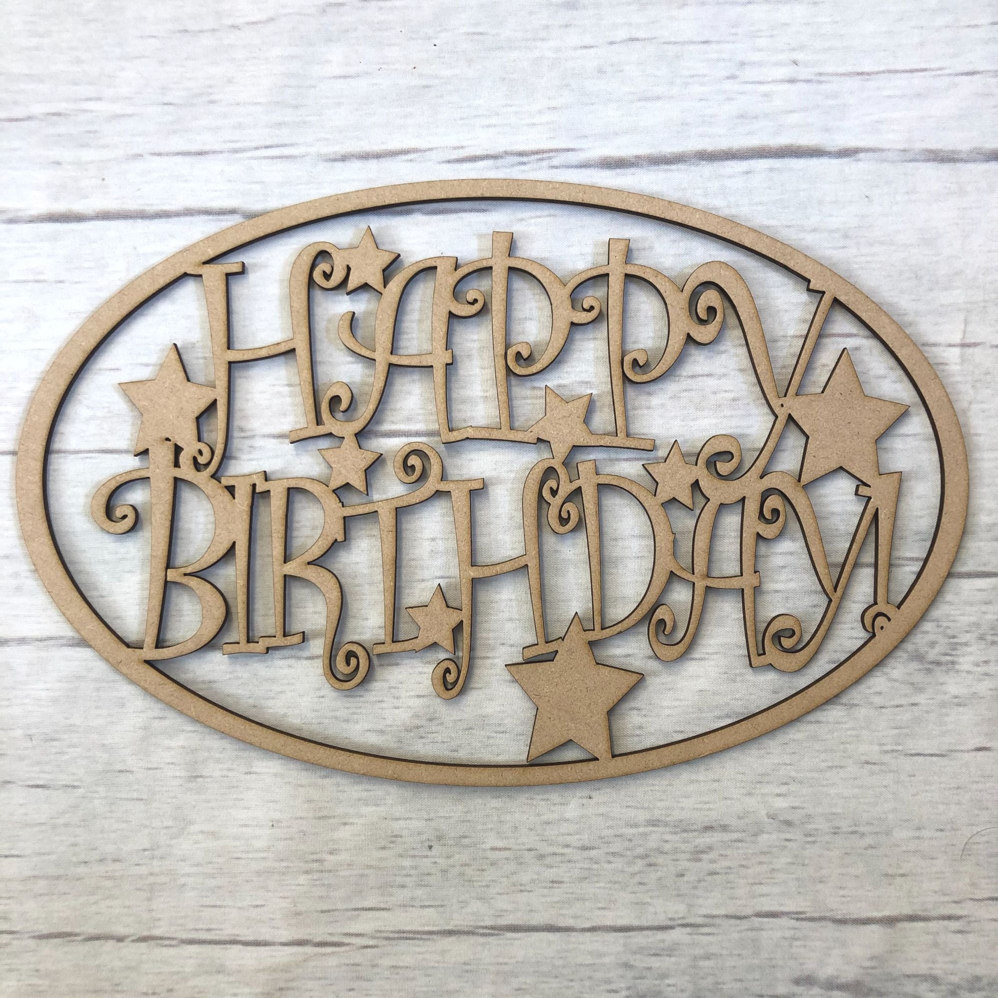 Box topper - Happy Birthday Wooden Craft Shape
