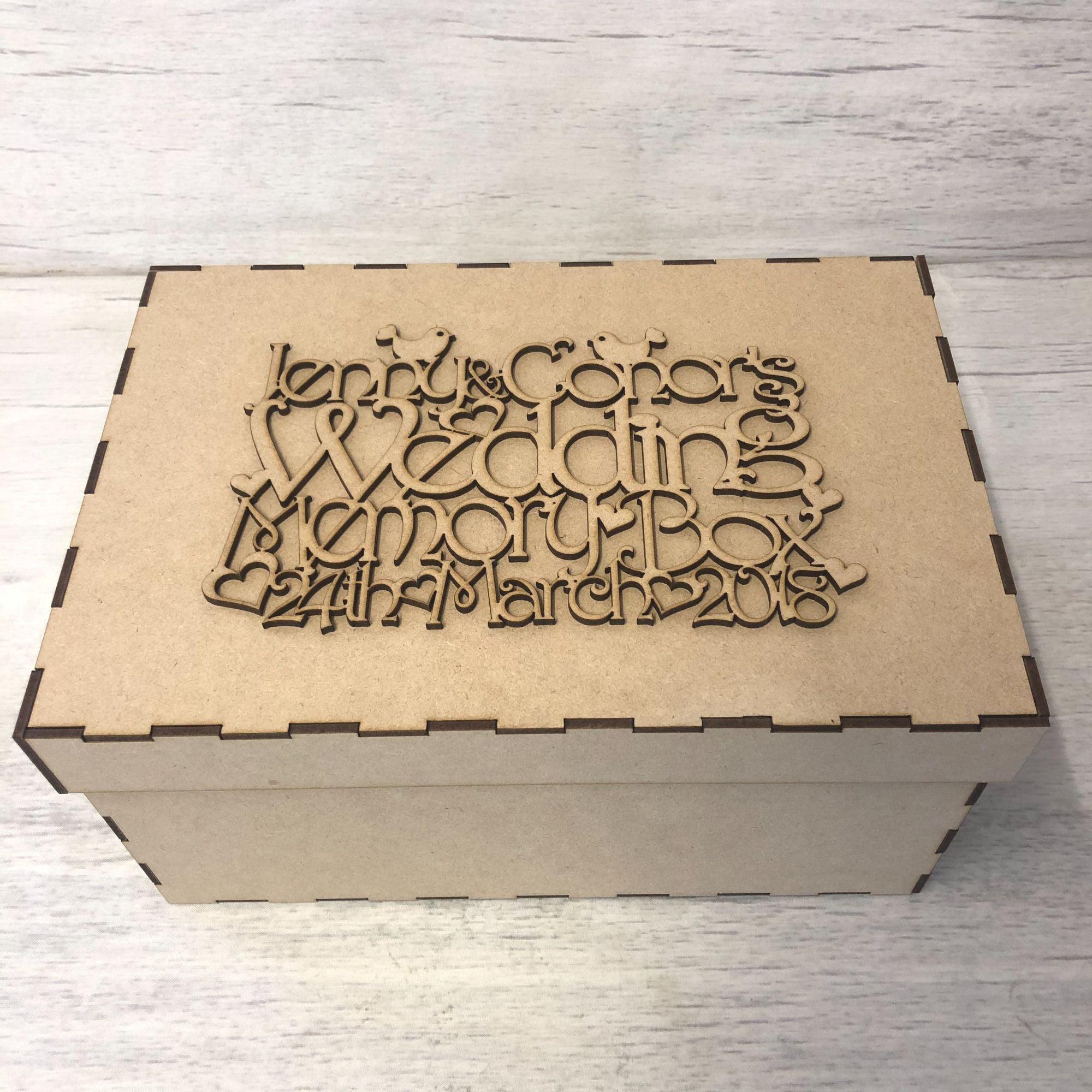 Keepsake box & topper - Wedding  - customised Wooden Craft Shape