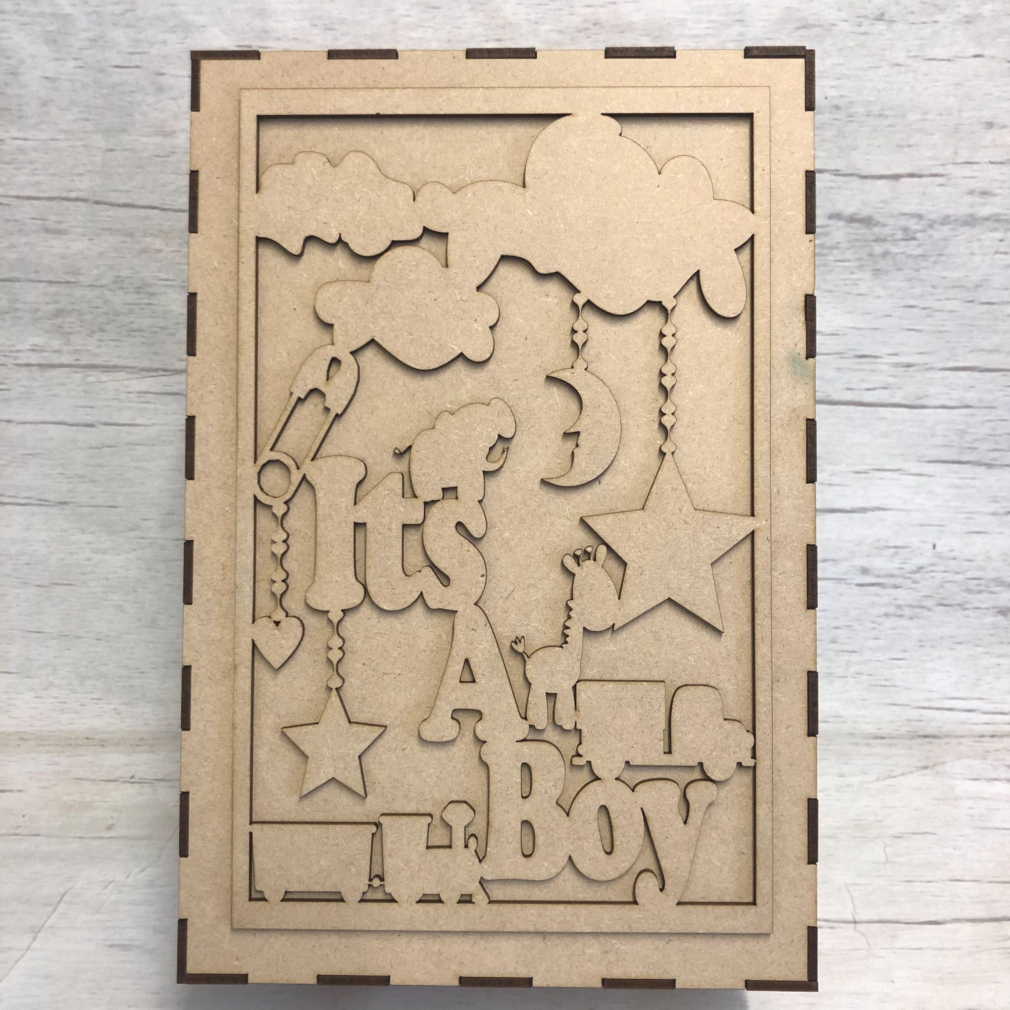 Keepsake box & topper - 'Its a boy' Wooden Craft Shape