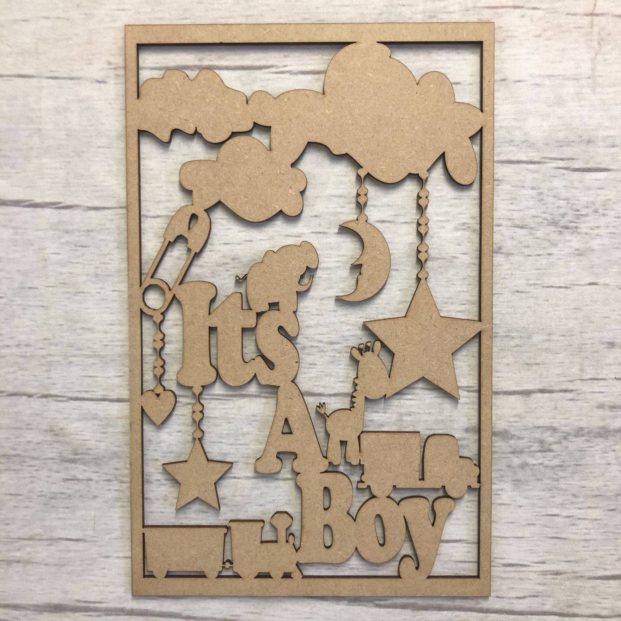 Box topper - Keepsake memory box - baby boy Wooden Craft Shape