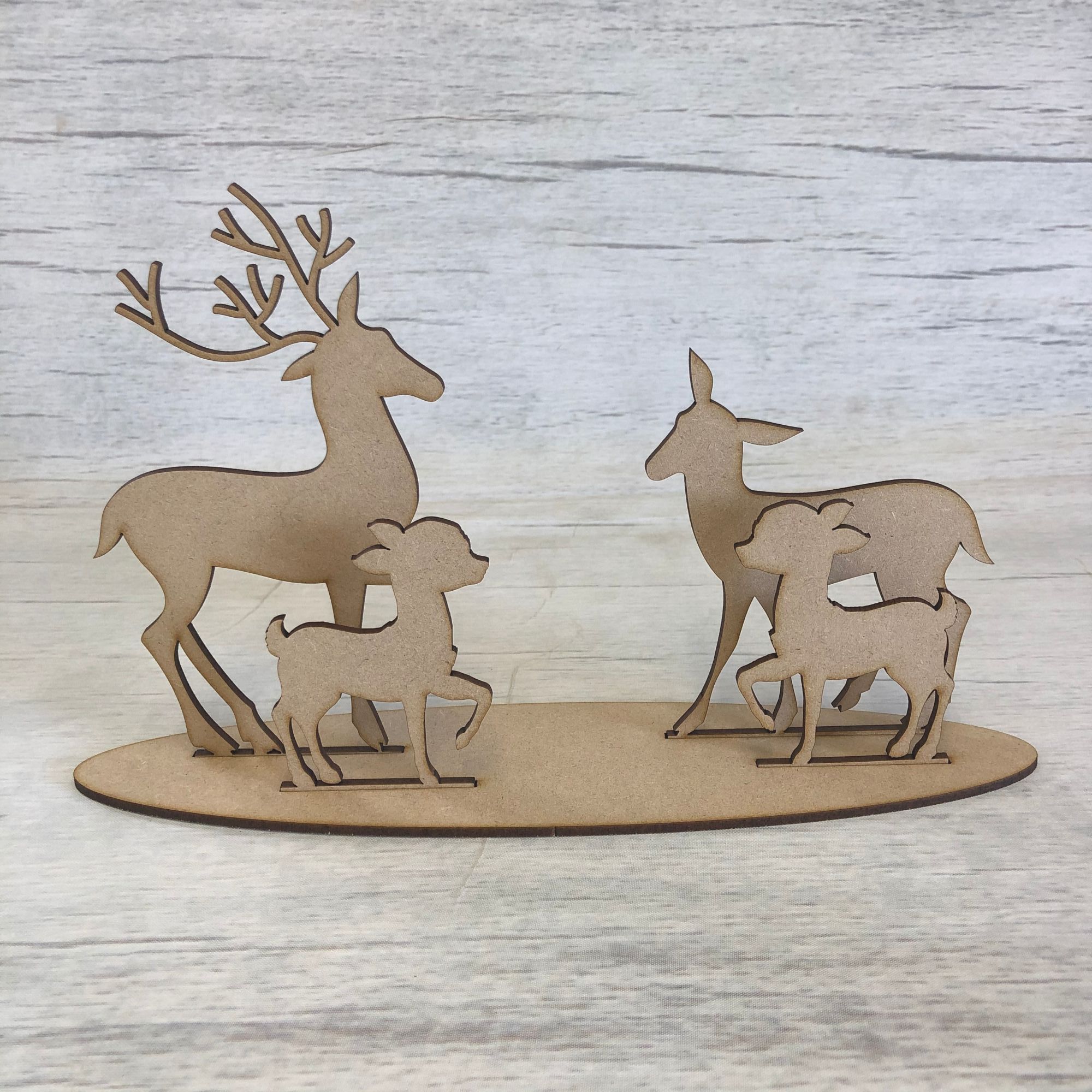 Christmas reindeer - freestanding family Wooden Craft Shape