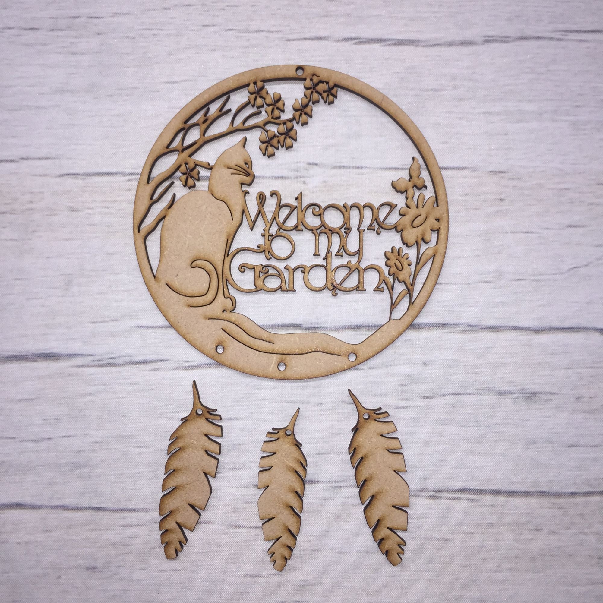 Cat garden' dream catcher Wooden Craft Shape