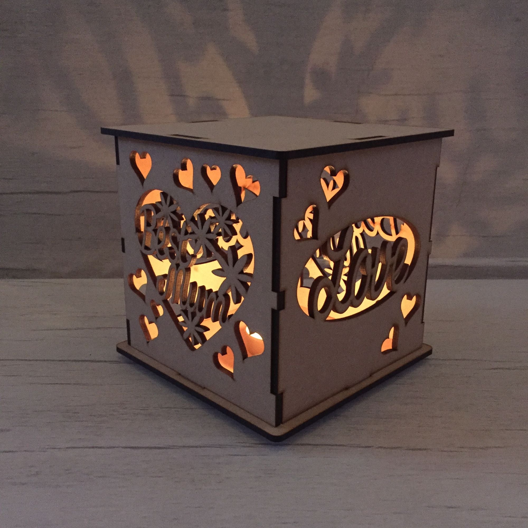 LED light box - Best mum Wooden Craft Shape