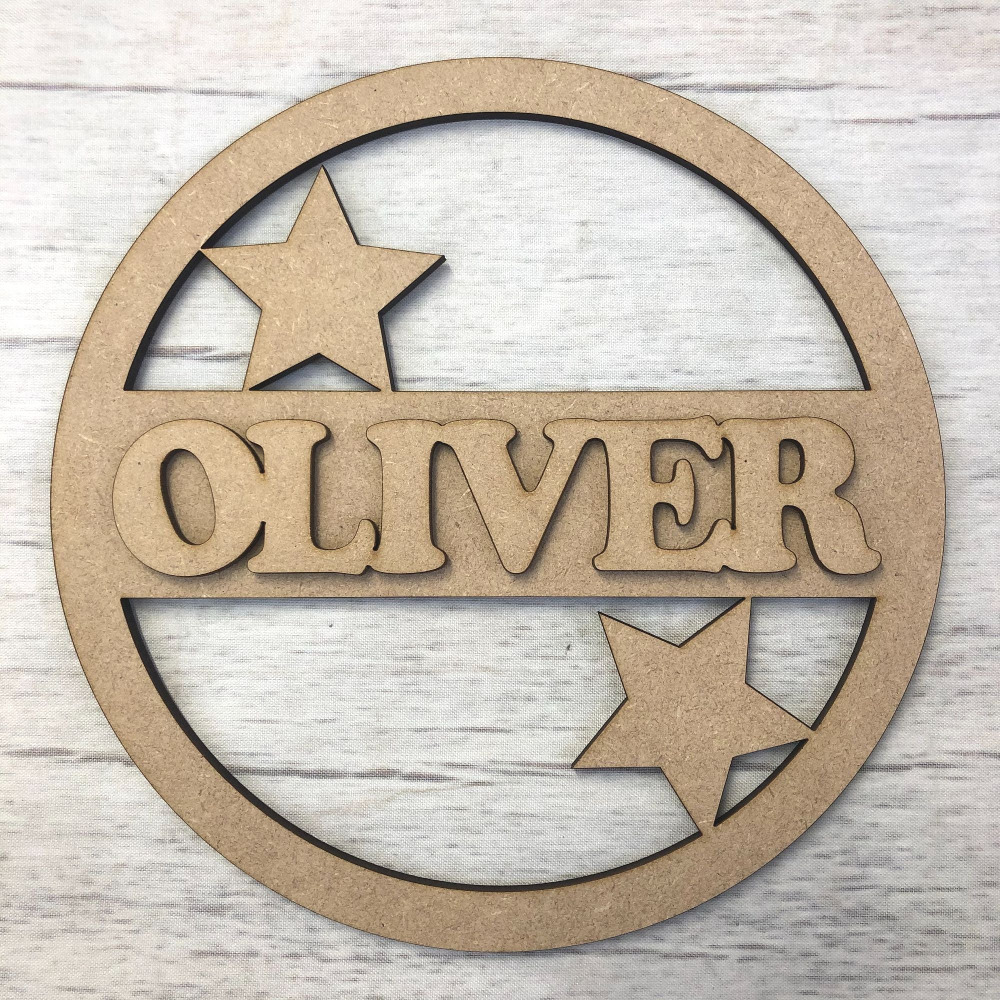 Hoop - Name Customised (Stars) Wooden Craft Shape
