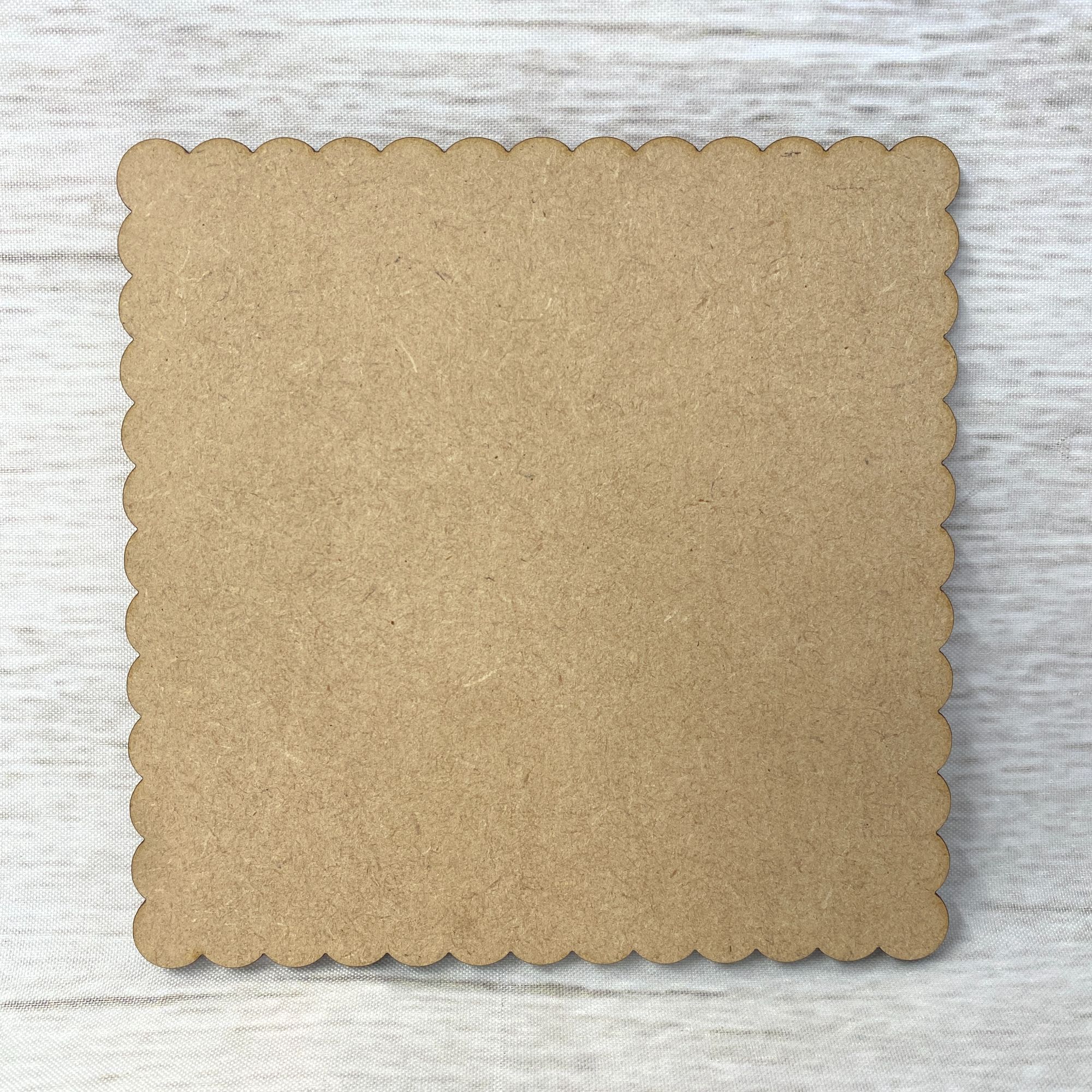 Scalloped Cut Square Wooden Craft Shape