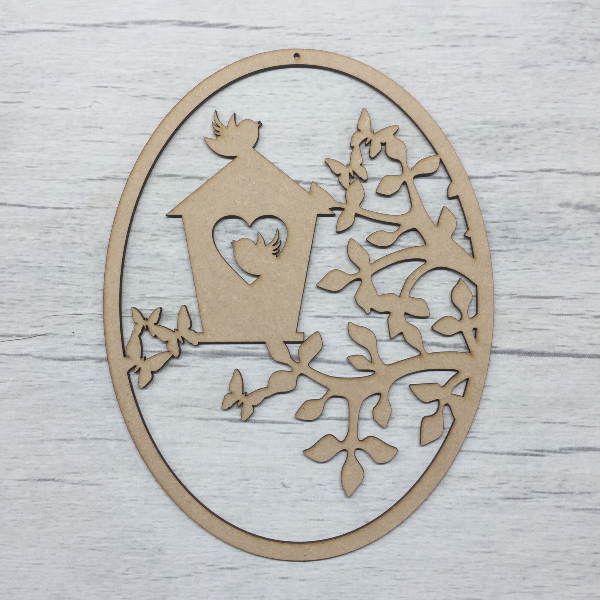 Birdhouse Scene door plaque Wooden Craft Shape