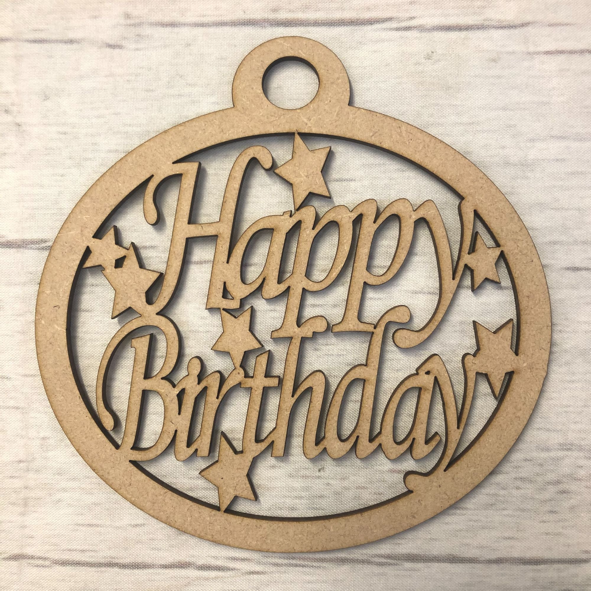 Happy Birthday' craft hanger Wooden Craft Shape