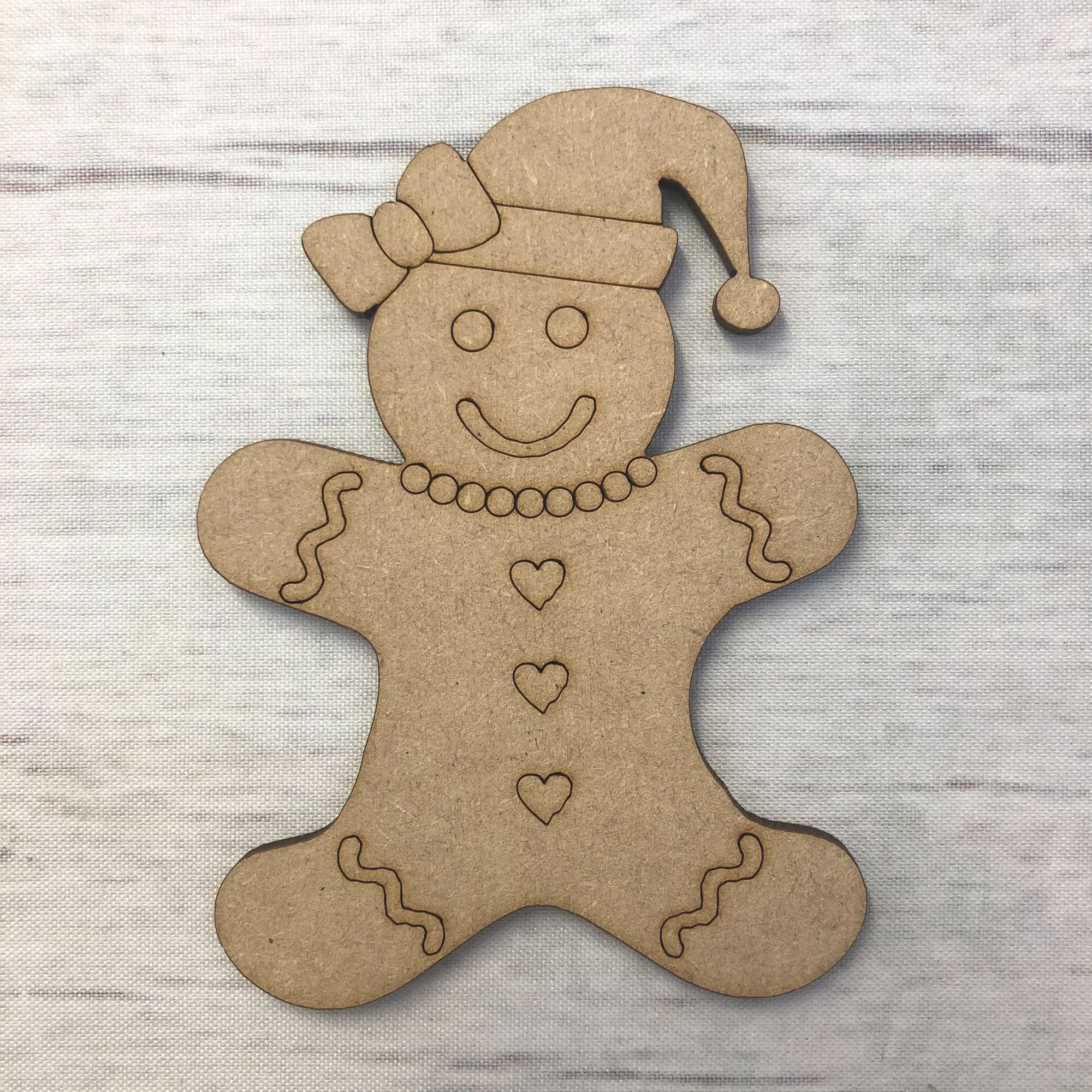 Gingerbread Lady - engraved Wooden Craft Shape