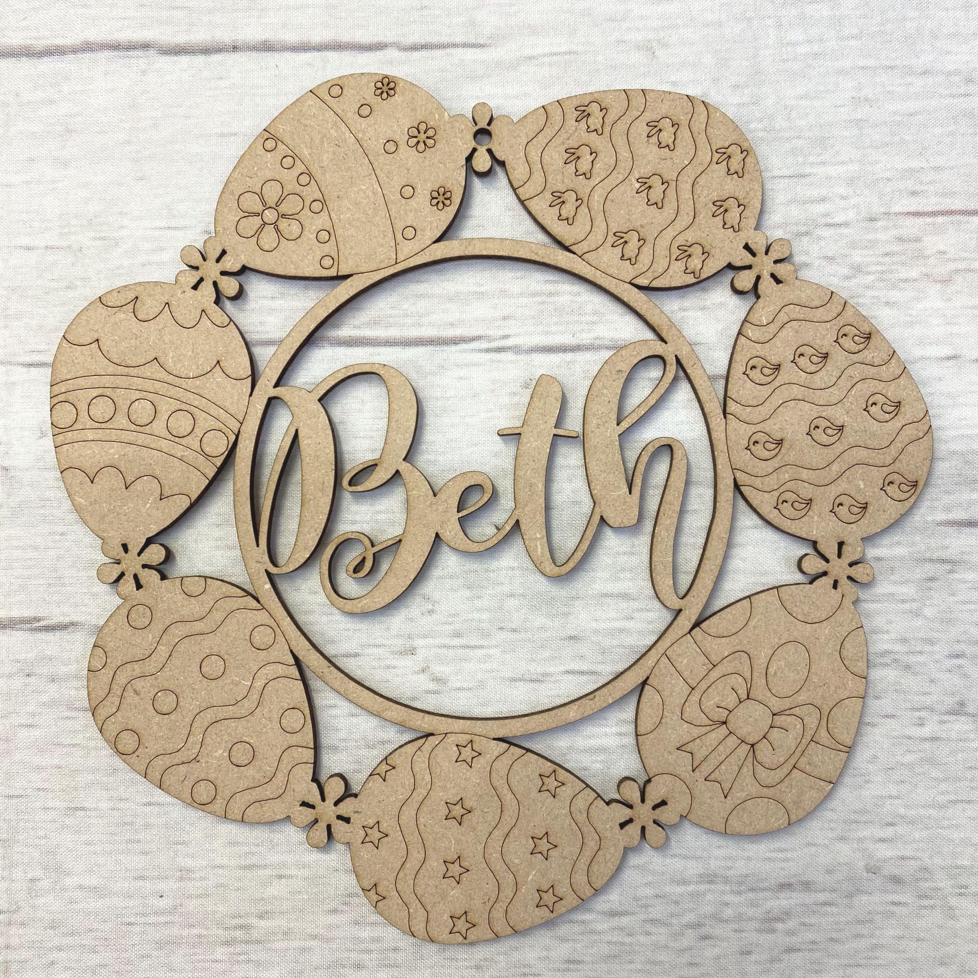 Hoop - Name Customised (Easter Eggs) Wooden Craft Shape