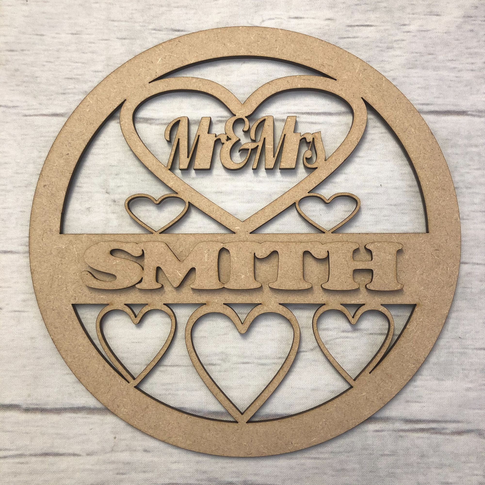 Hoop - Mr & Mrs Customised Wooden Craft Shape