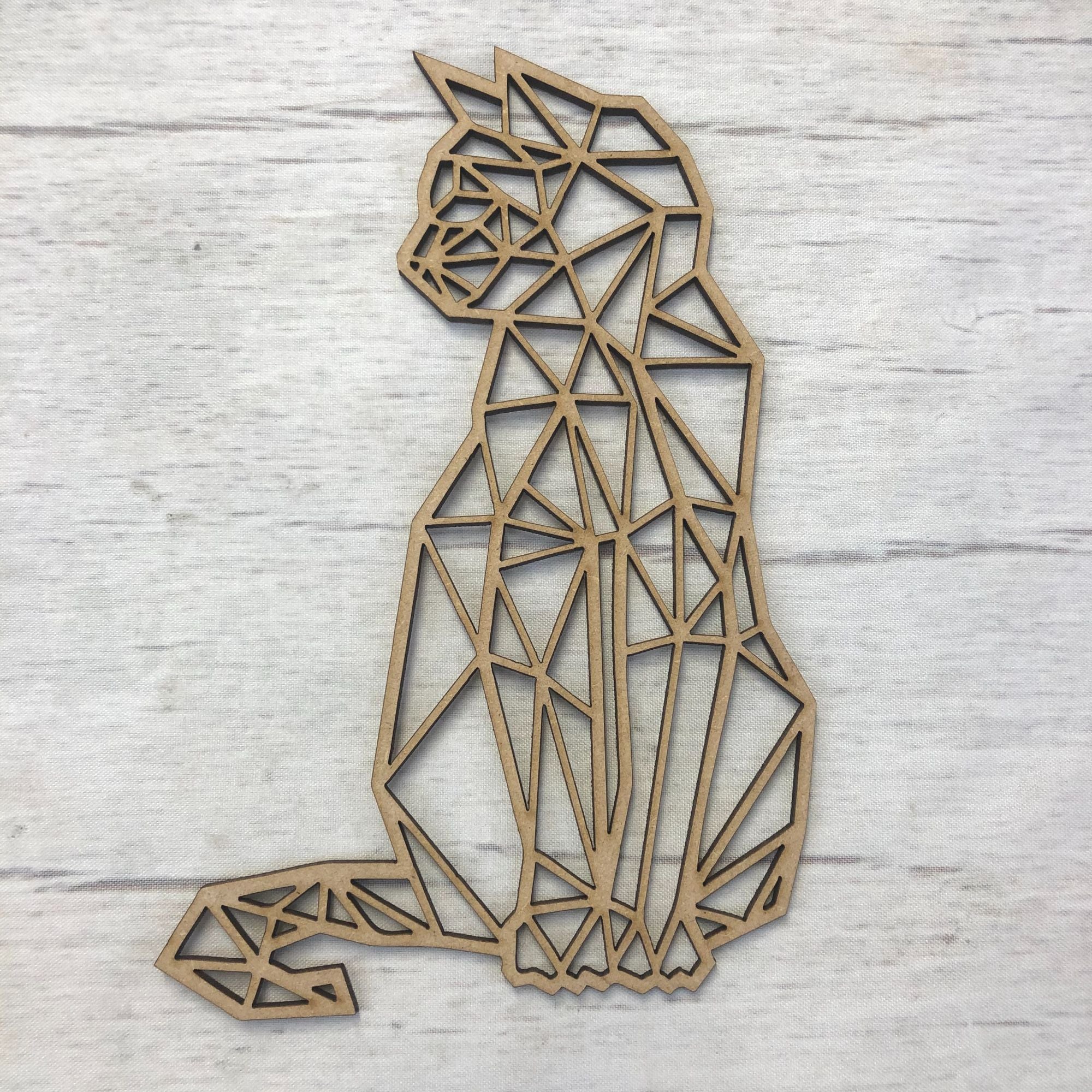 Geometric Cat 1 Wooden Craft Shape