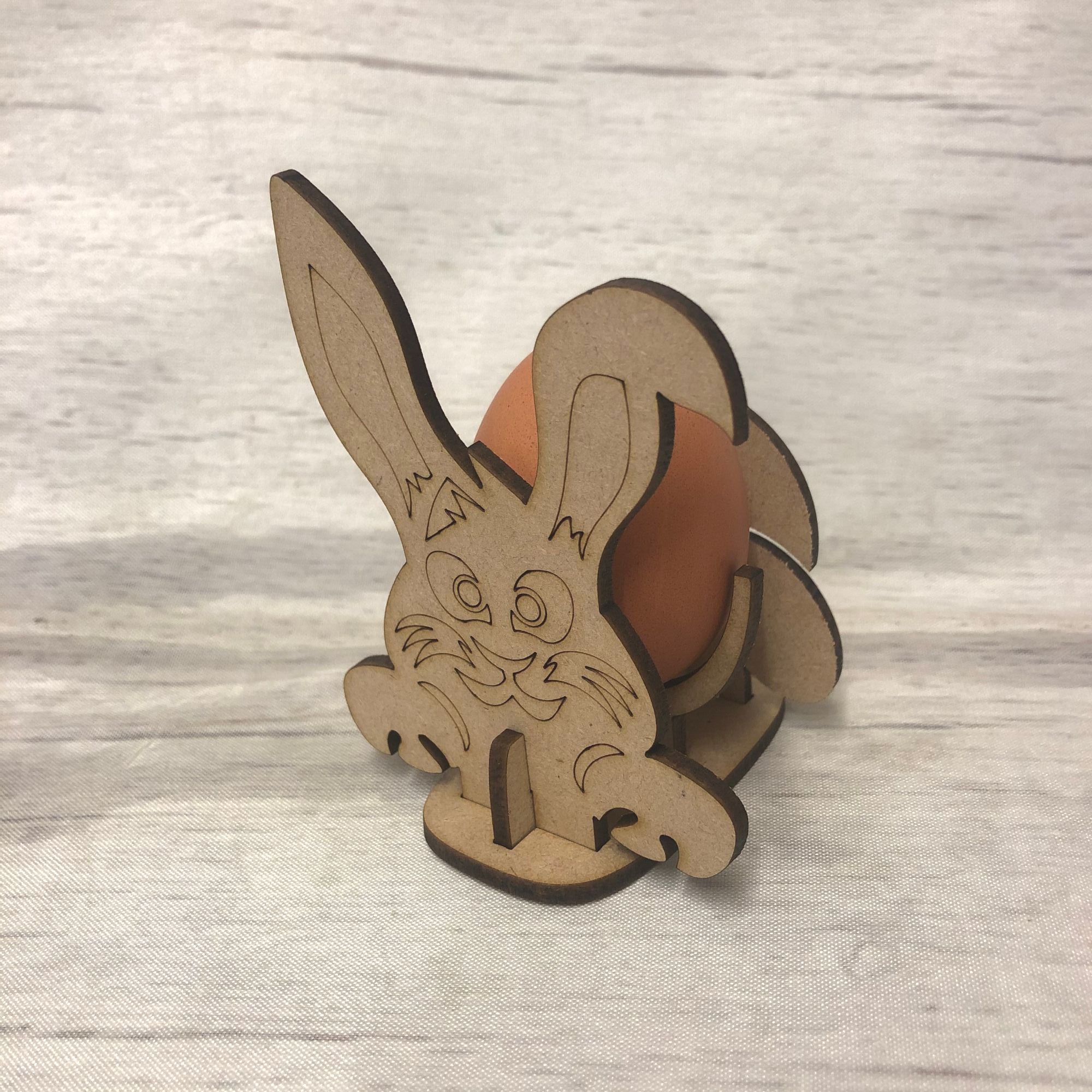 Easter bunny egg cup engraved Wooden Craft Shape