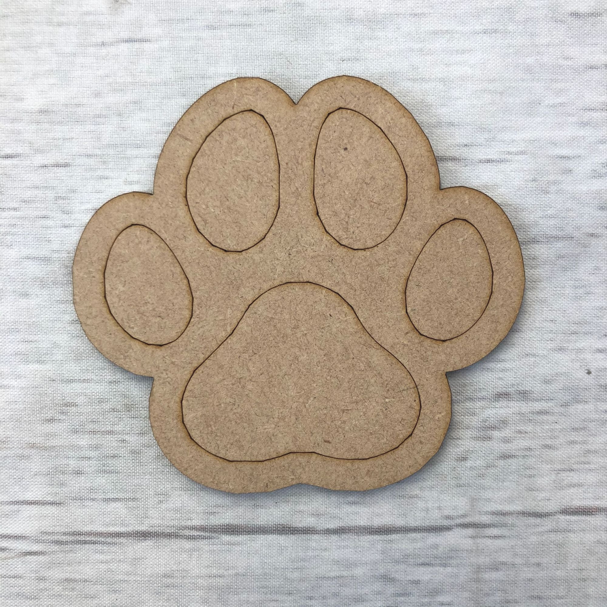 Paw Print - engraved Wooden Craft Shape