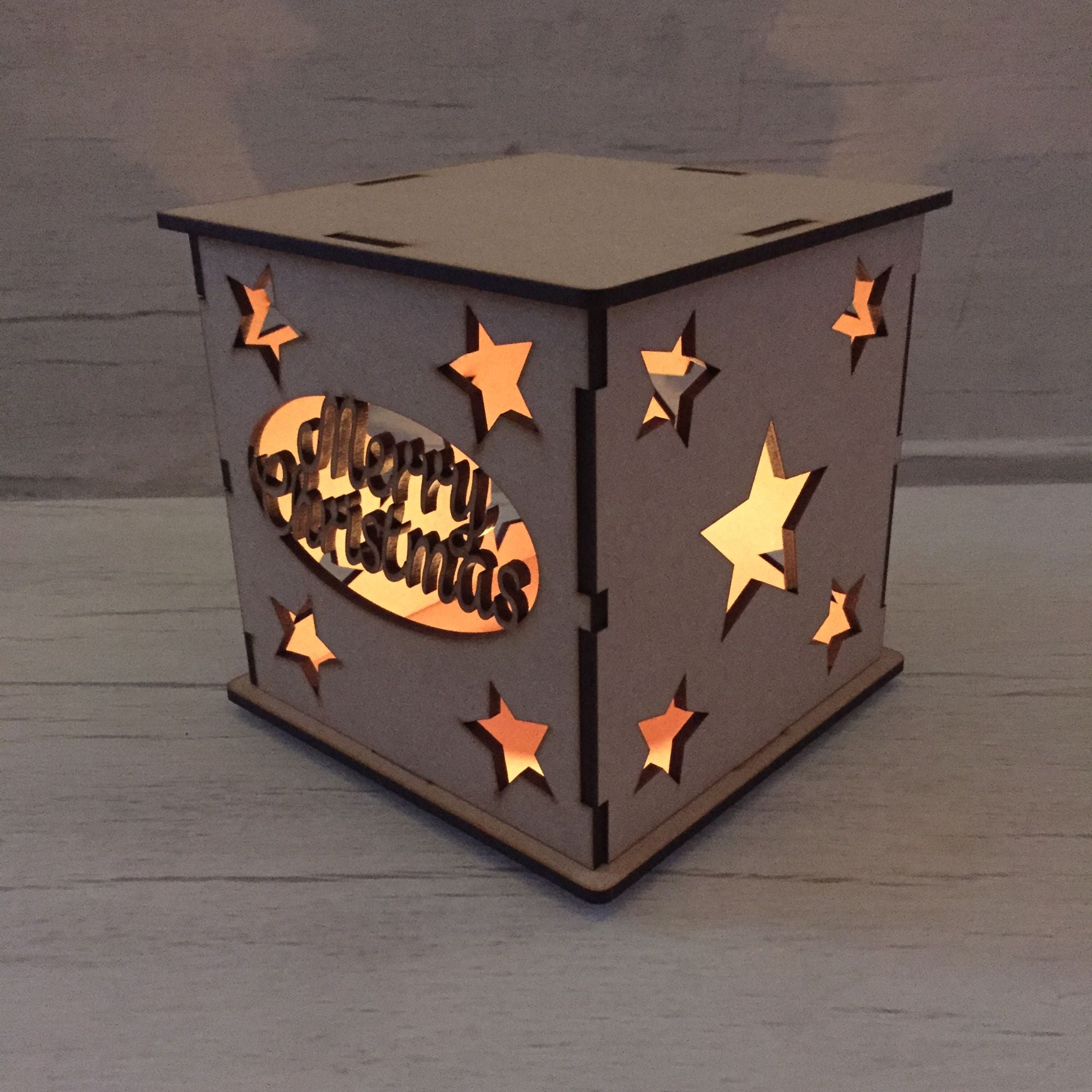 LED light box - Merry Christmas Wooden Craft Shape