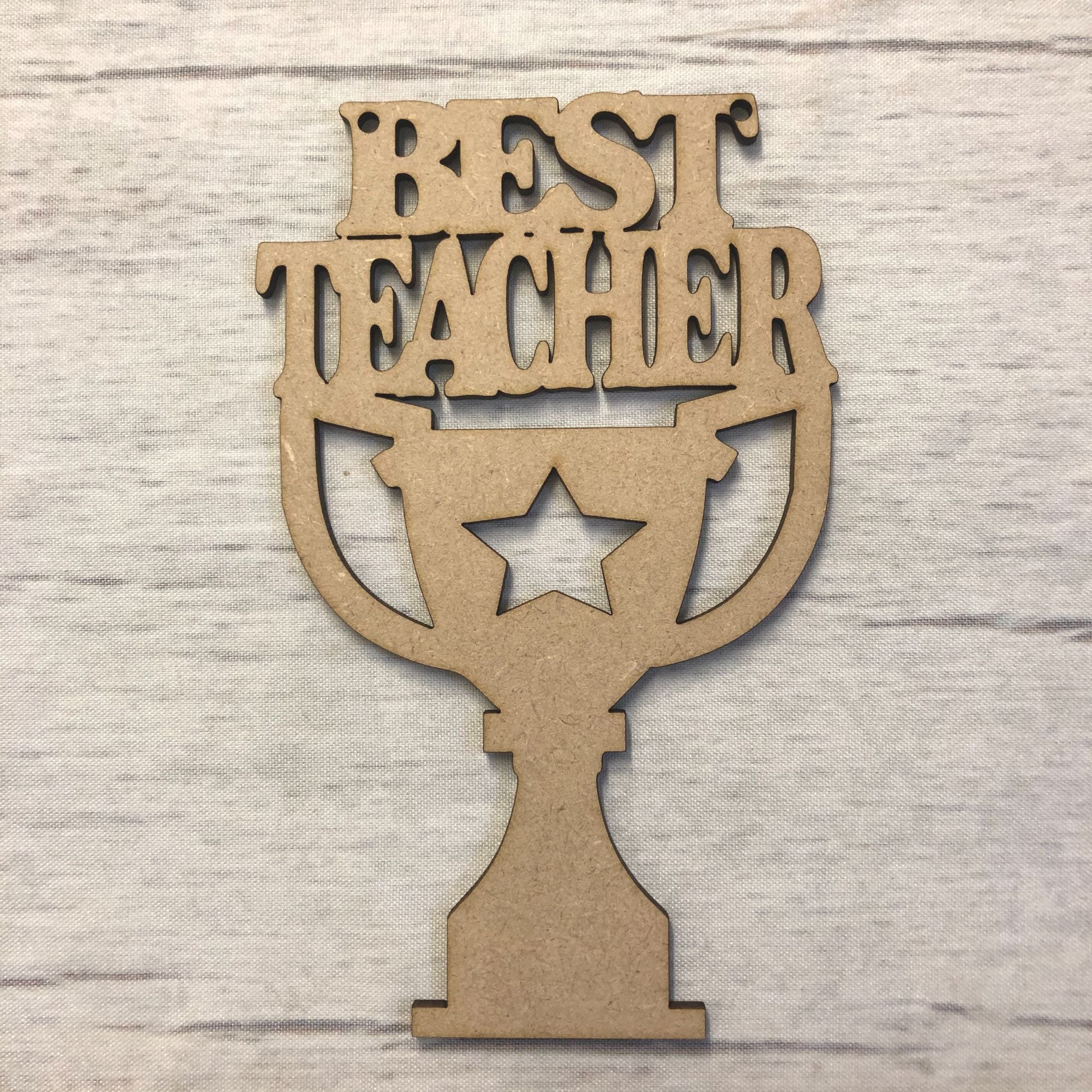 Best Teacher Trophy Wooden Craft Shape
