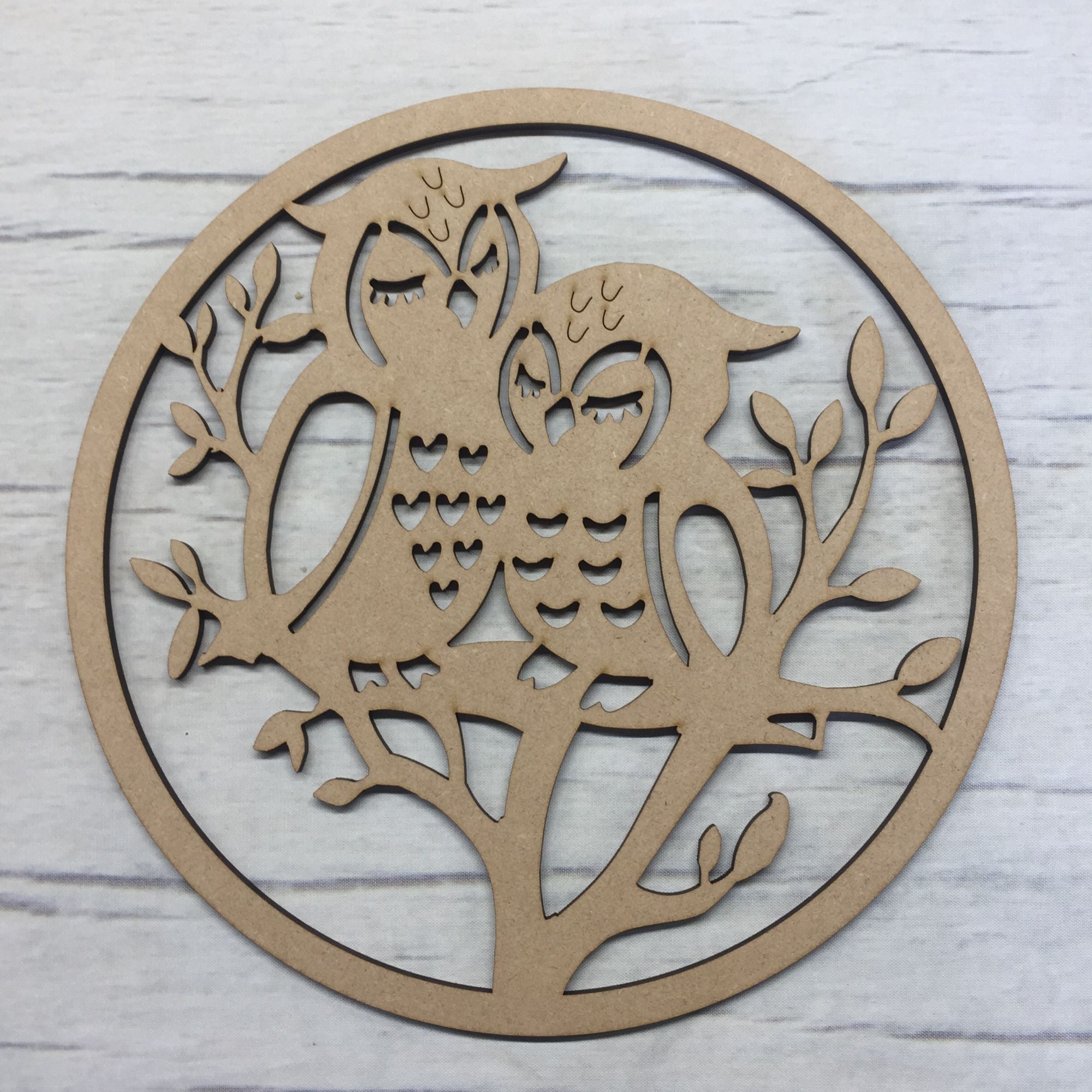 Box topper - keepsake memory box - Two Owls Wooden Craft Shape