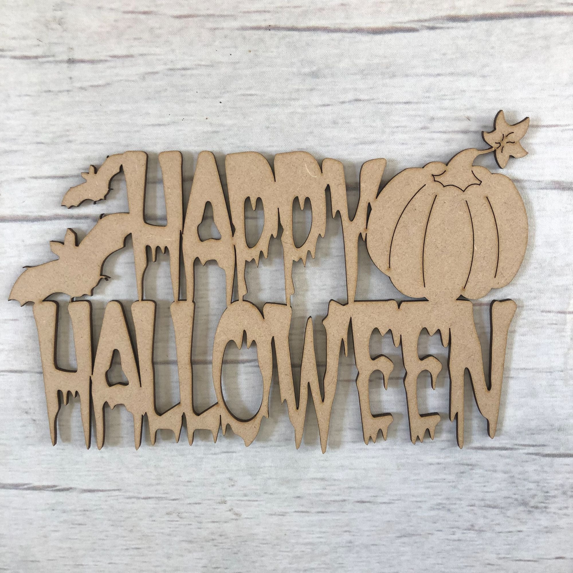 Happy Halloween Sign Wooden Craft Shape
