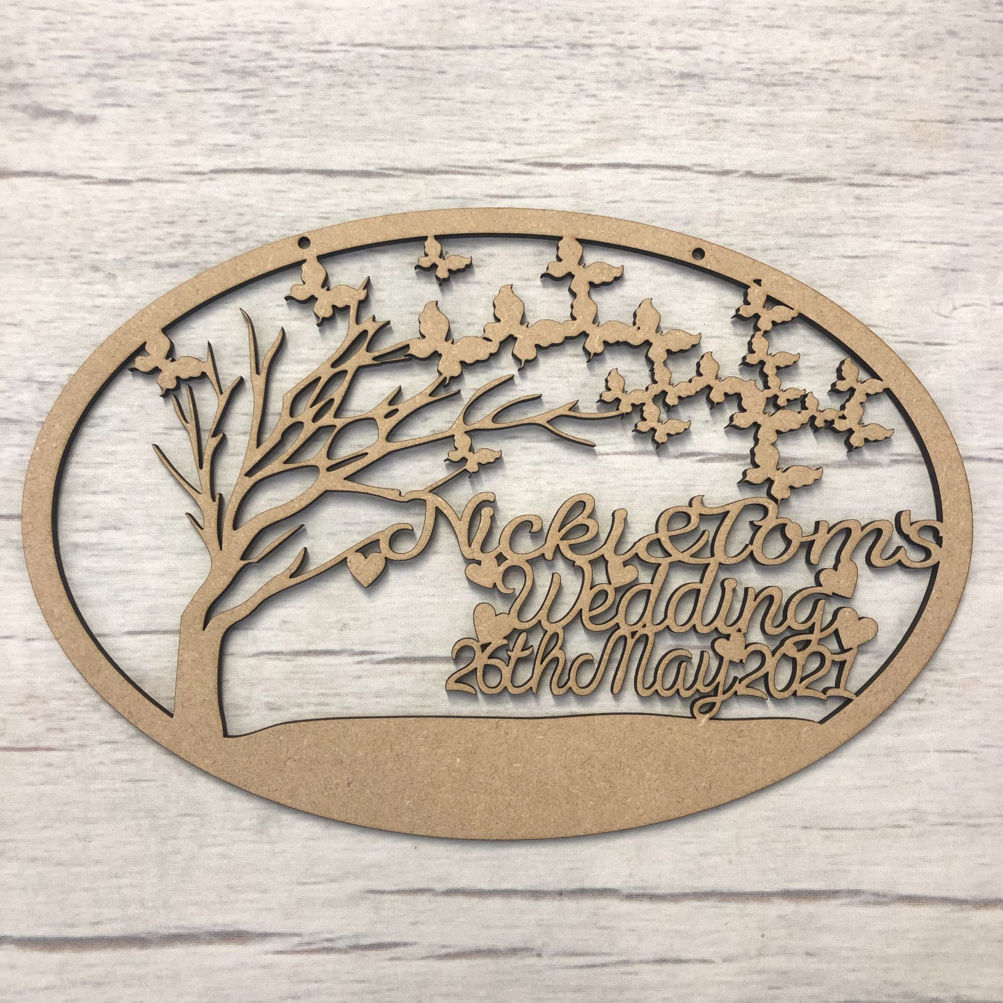 Butterfly tree plaque - customised Wooden Craft Shape