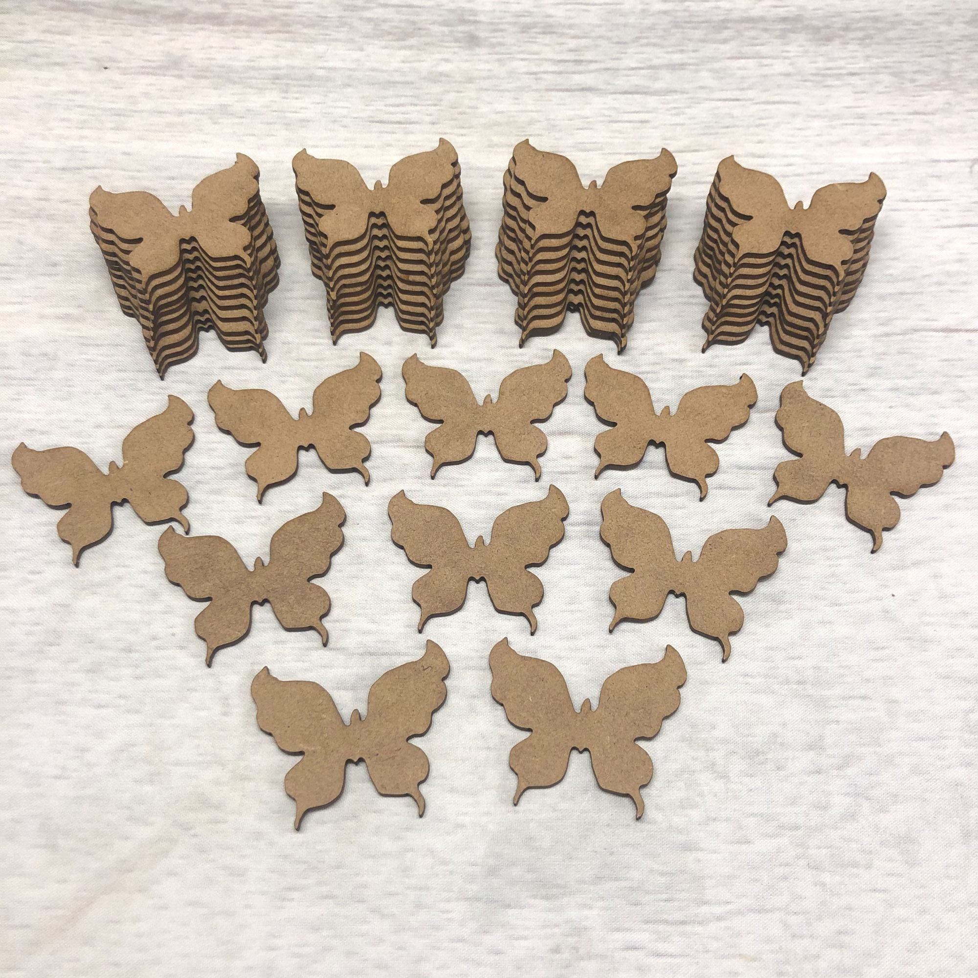 Embellishments set of 50 butterflies 5cm Wooden Craft Shape