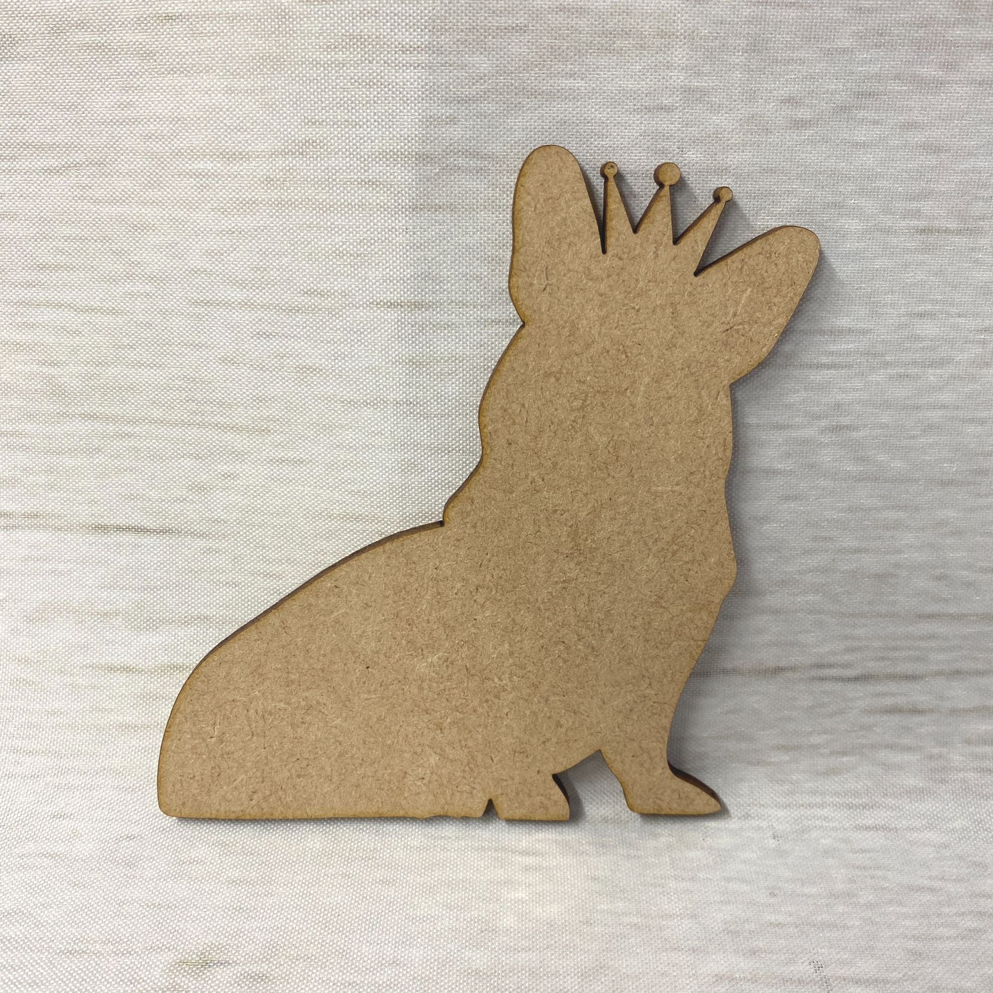 Corgi Dog with Crown Wooden Craft Shape