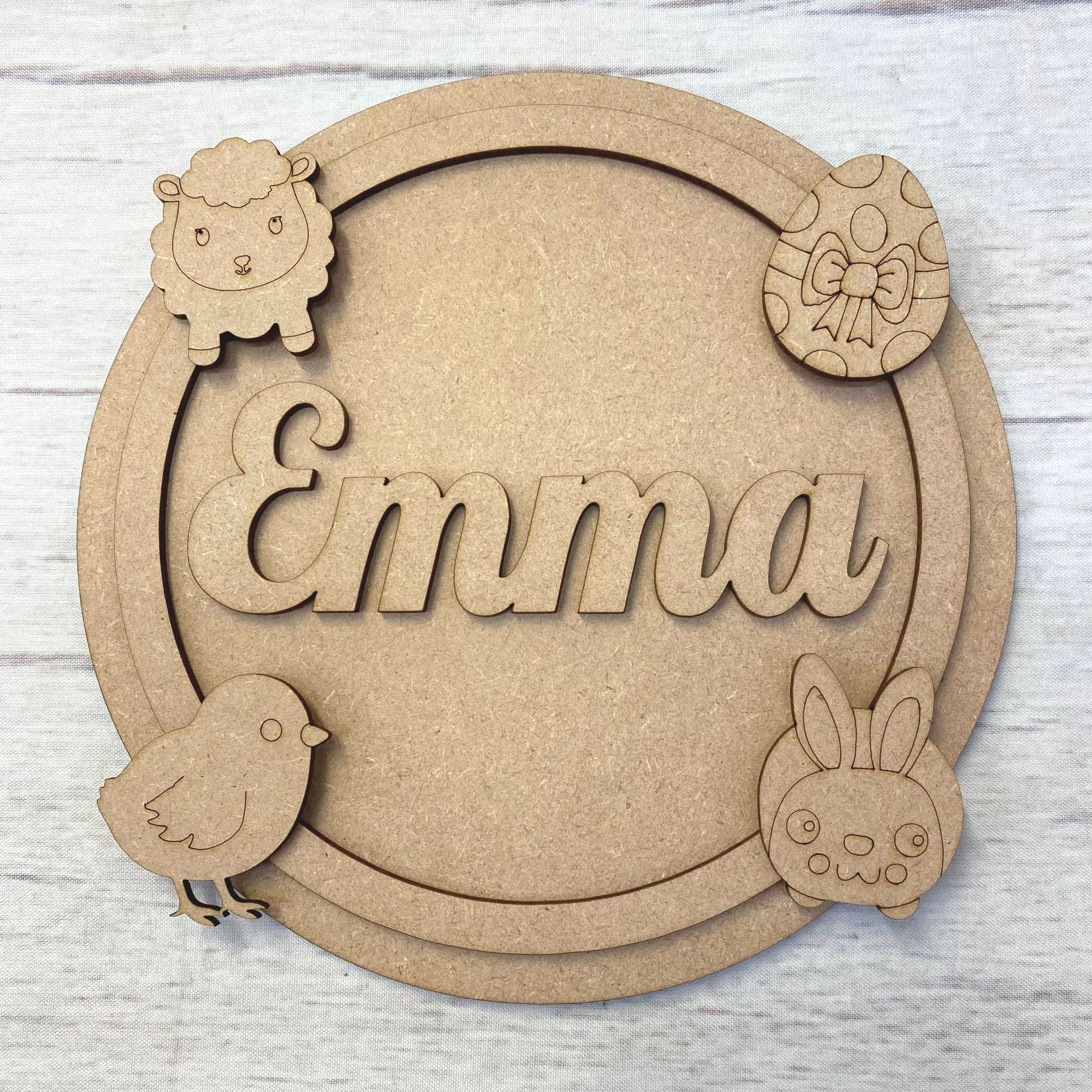 Hoop Plaque  - Name Customised (Easter) Wooden Craft Shape