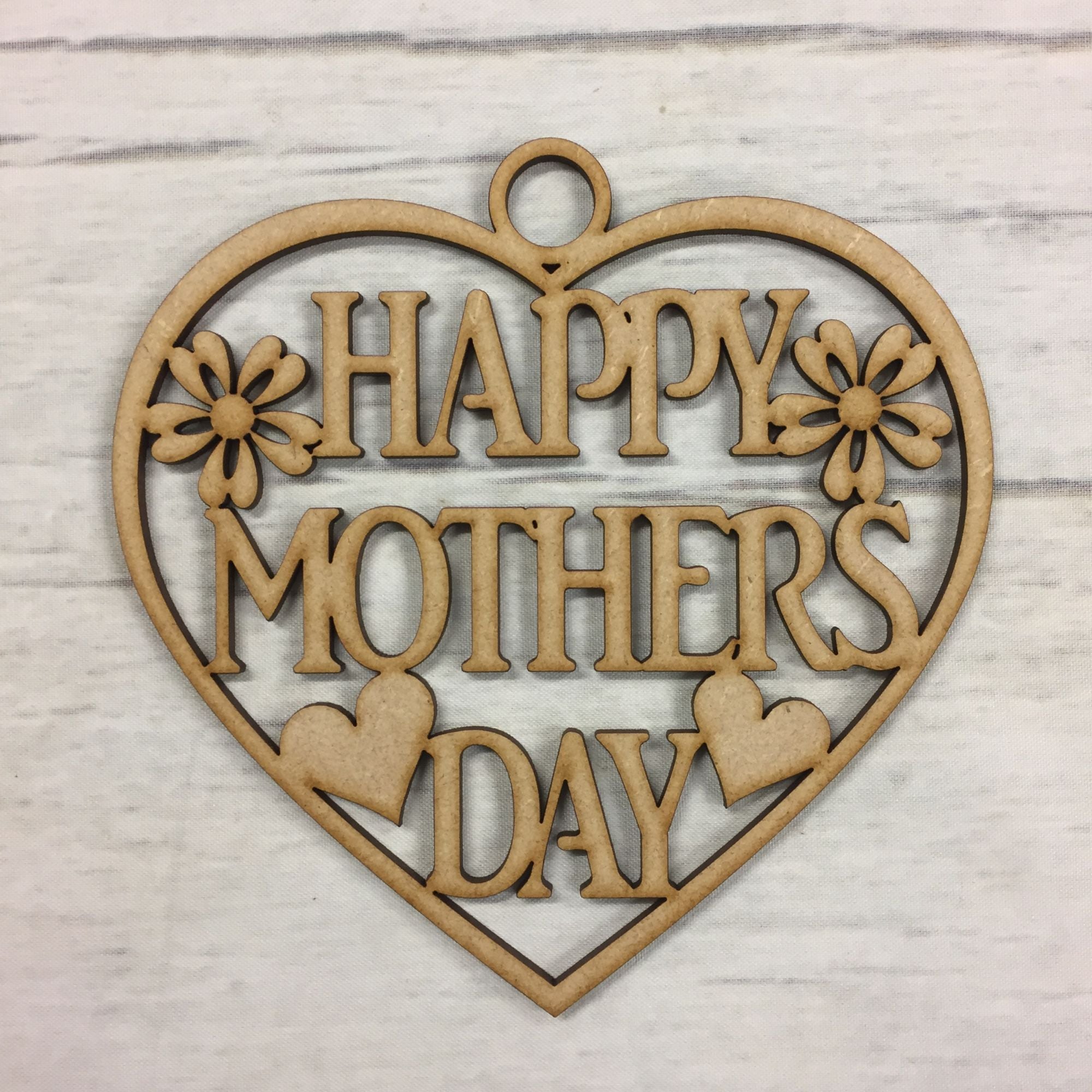 Hanging heart - 'Happy mothers day' Wooden Craft Shape