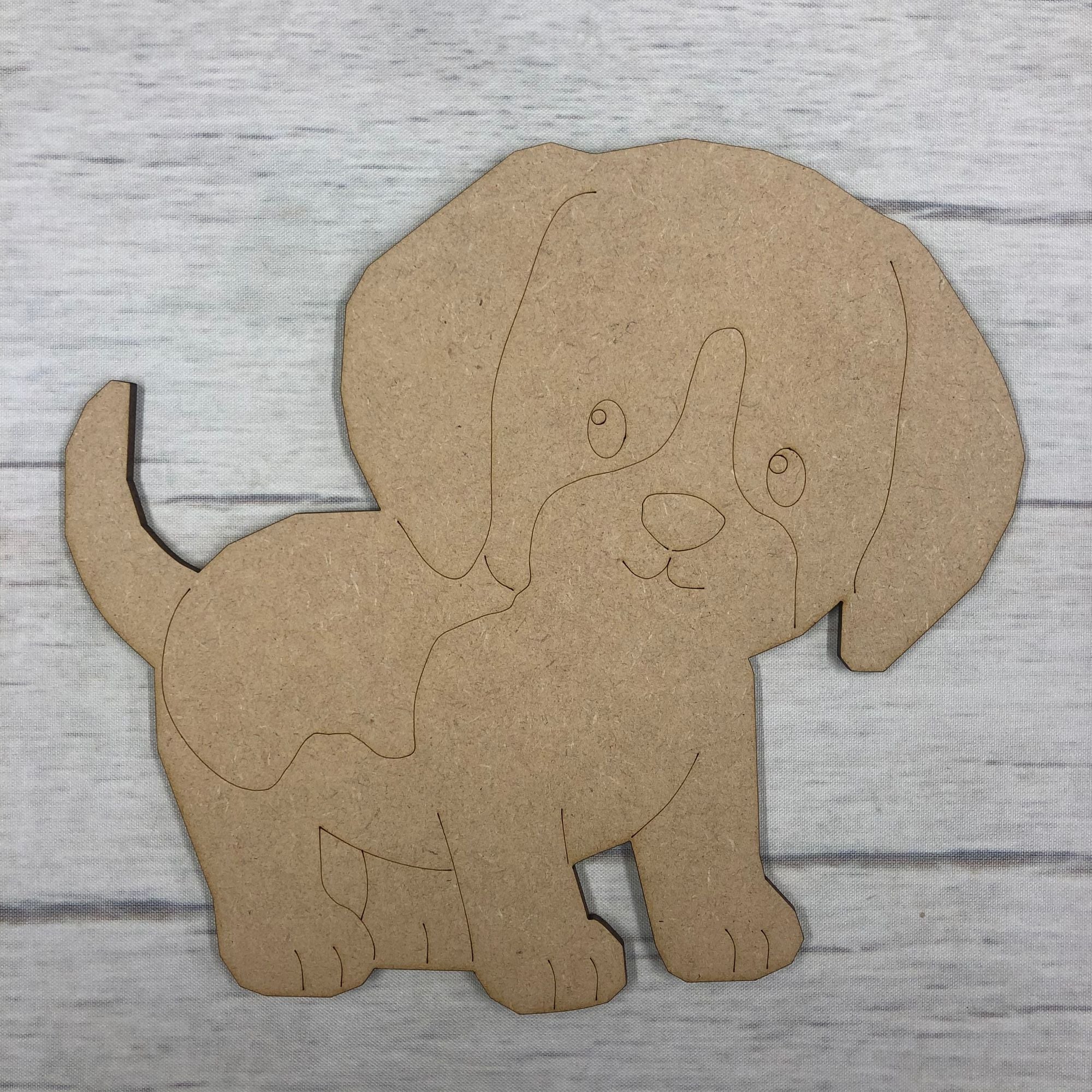 Puppy dog 1 - engraved Wooden Craft Shape