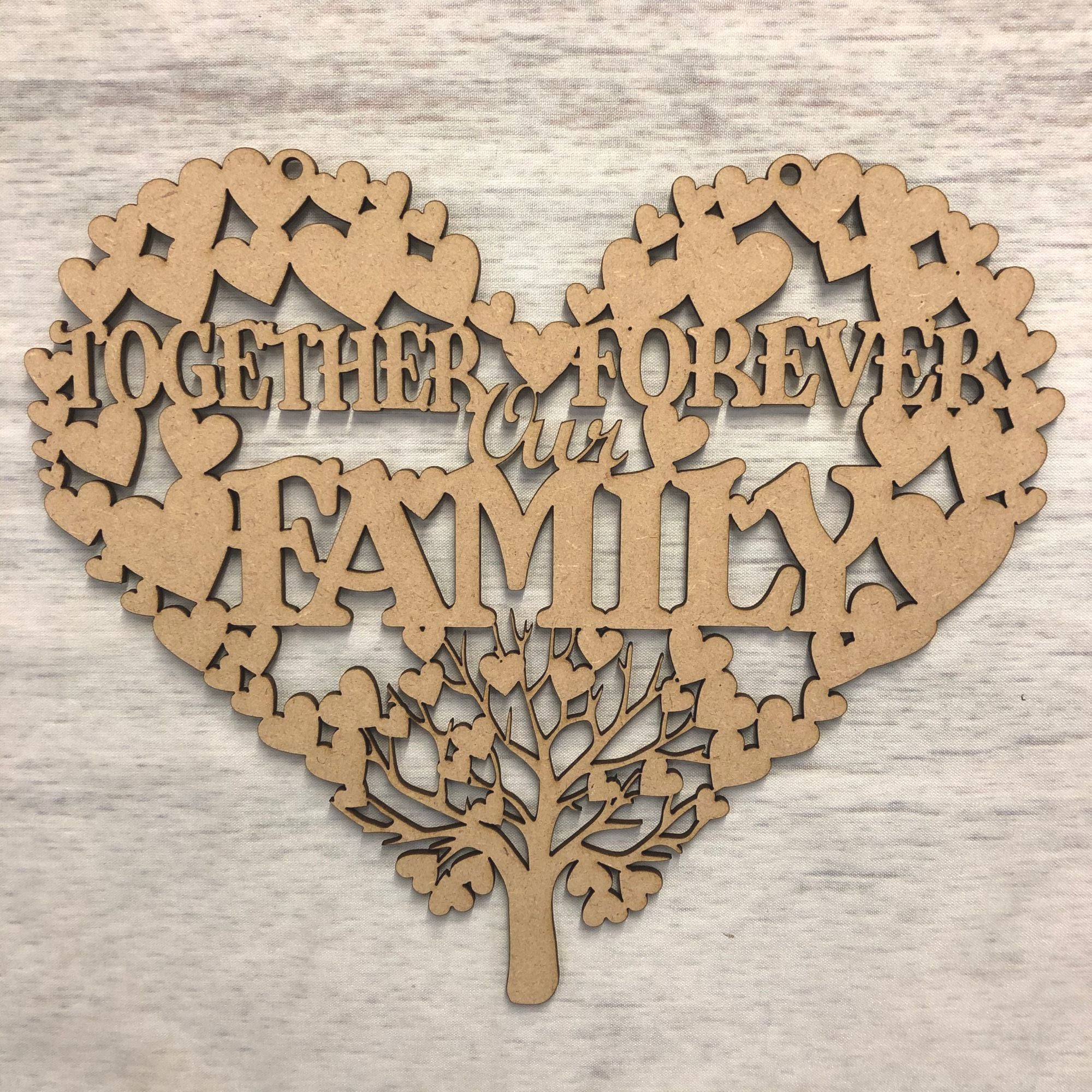 Our family hanging heart Wooden Craft Shape