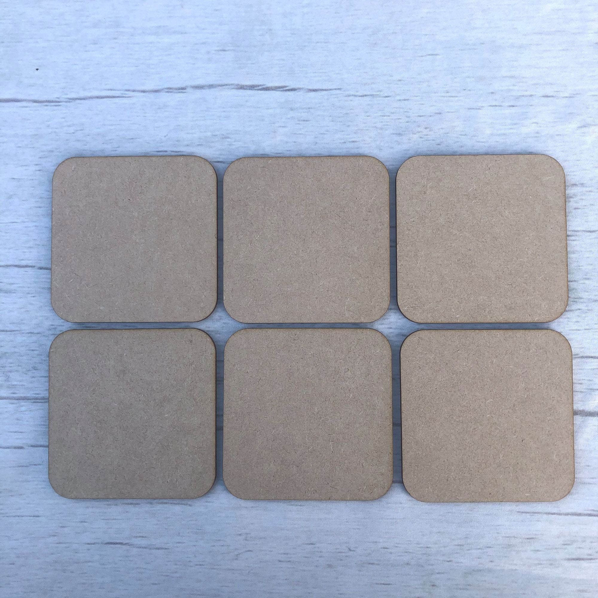 Coasters, set of six square blank shapes Wooden Craft Shape