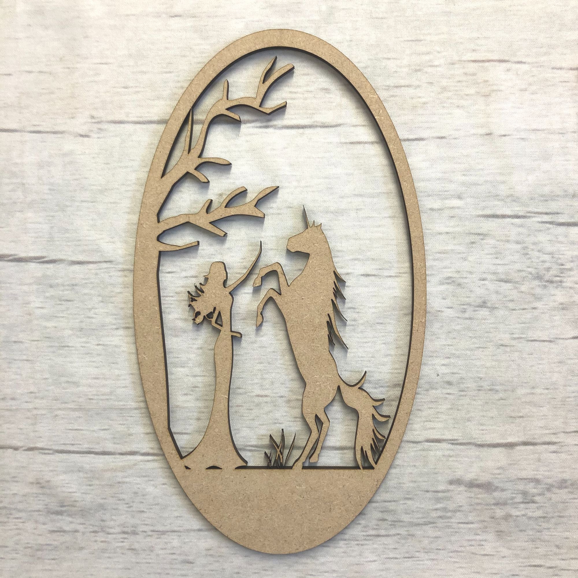 Box topper - keepsake memory box - fairy & Unicorn plaque Wooden Craft Shape