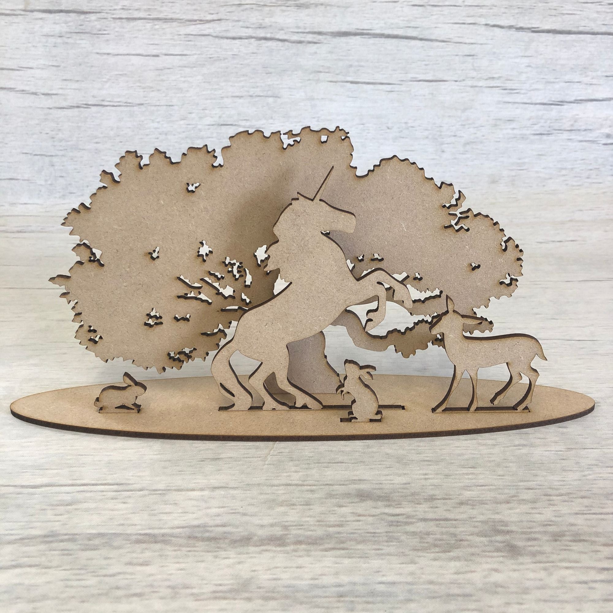 Unicorn glade scene - freestanding Wooden Craft Shape