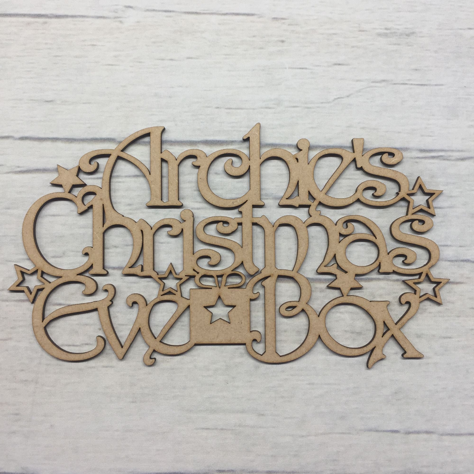 Christmas eve box topper - Star design - customised Wooden Craft Shape
