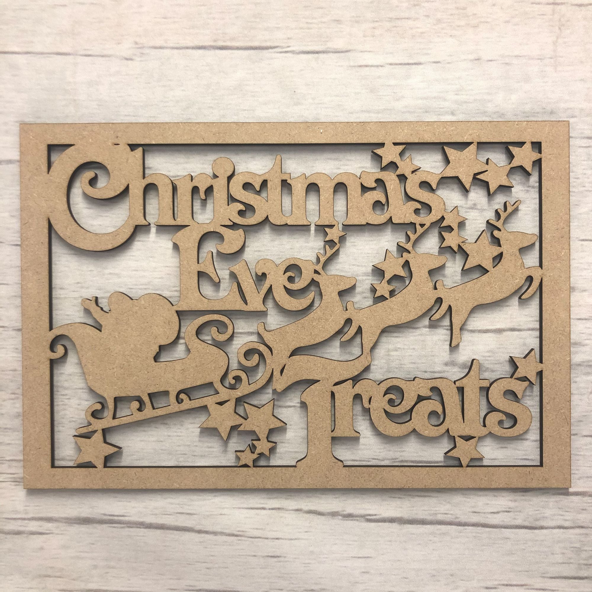 Christmas Eve Treats' box topper Wooden Craft Shape