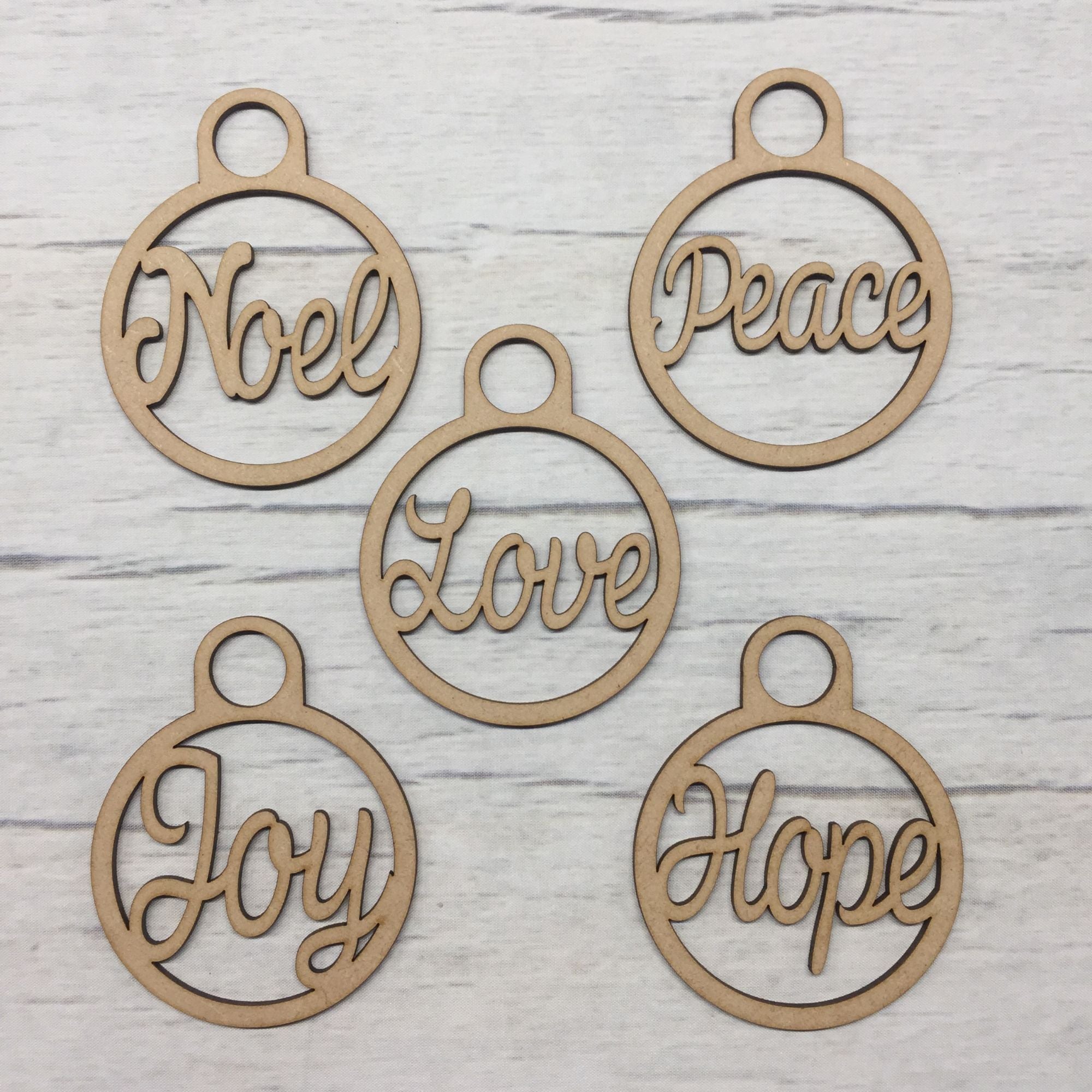 Baubles - 5 piece words set Wooden Craft Shape
